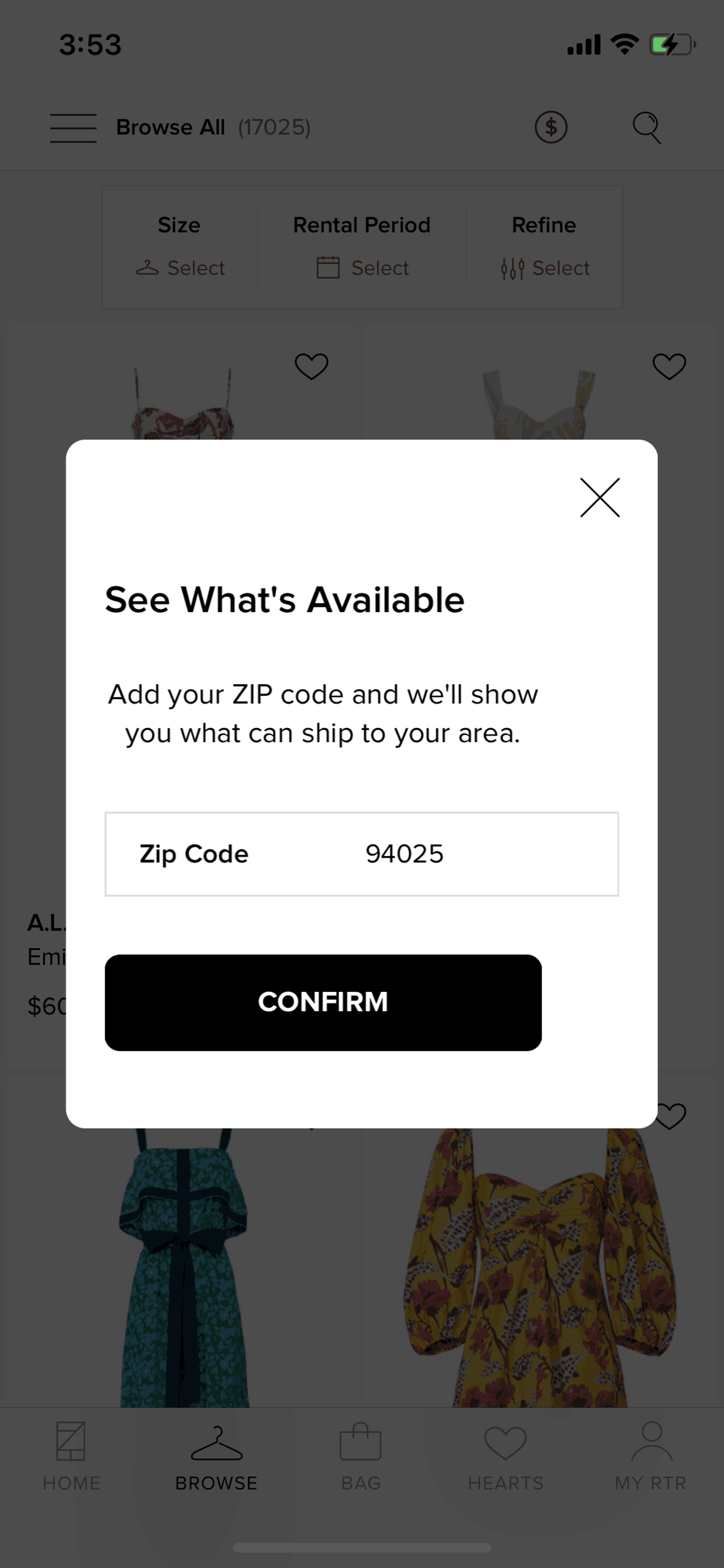 Rent the Runway iOS Shopping interface screenshot 9