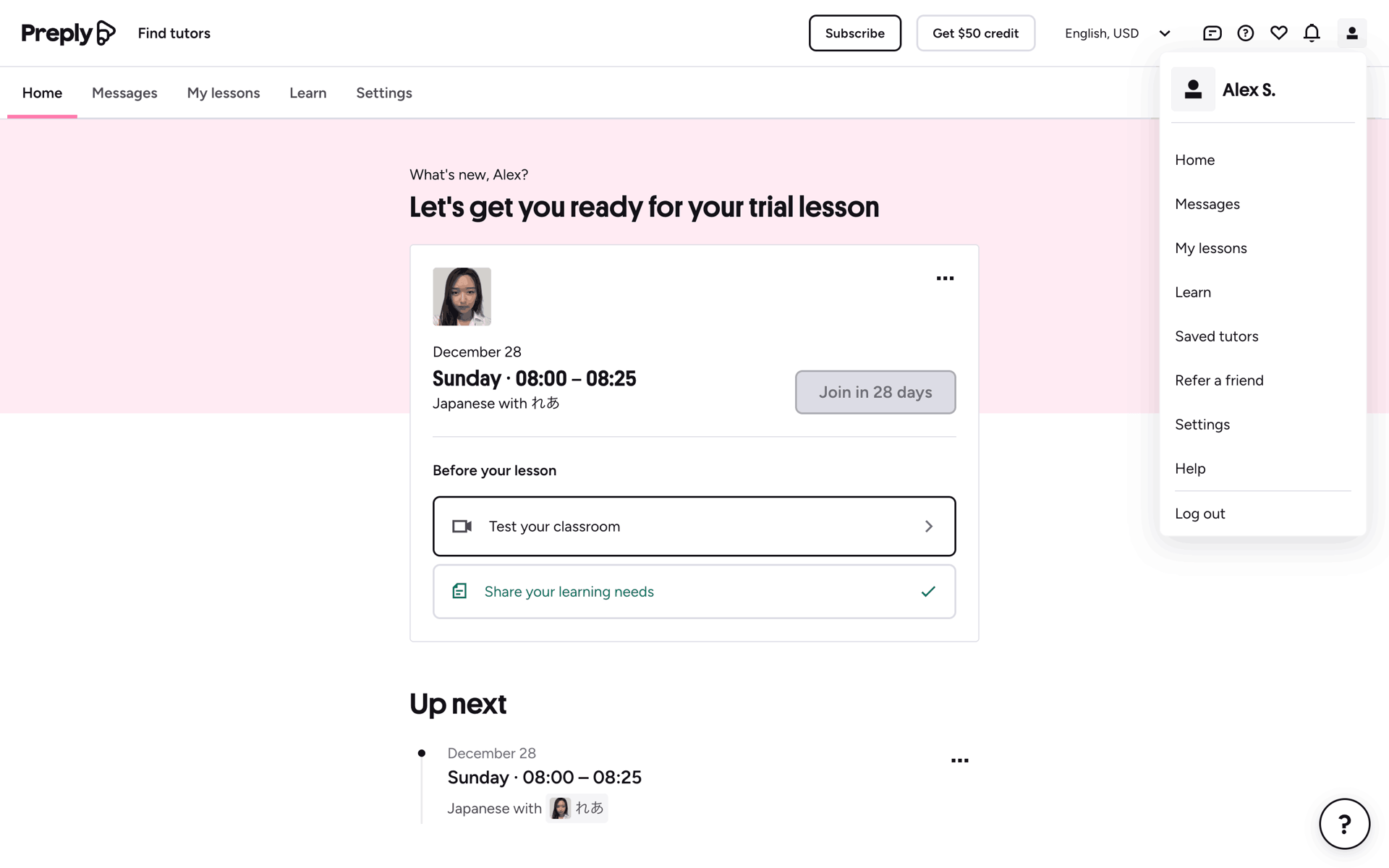 Preply Web Education interface screenshot 4