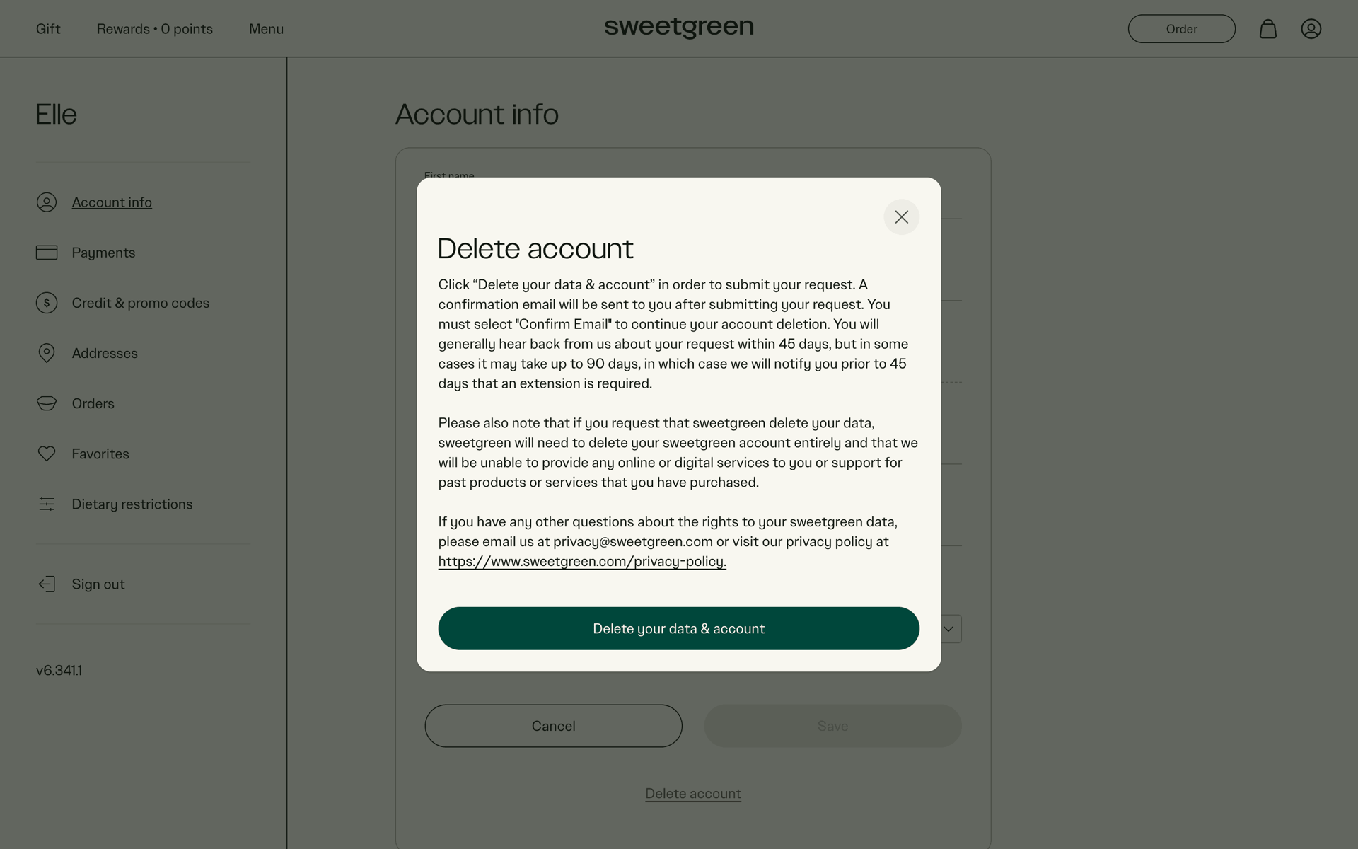 sweetgreen Web Food & Drink interface screenshot 14
