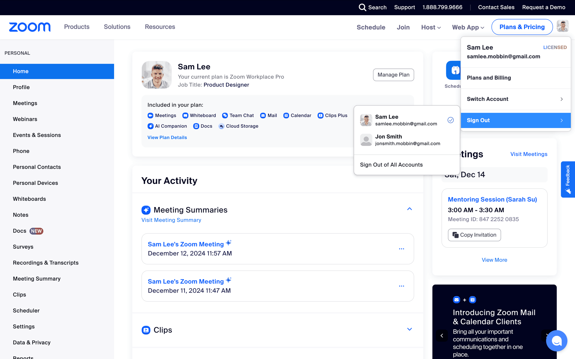Zoom Web Business interface screenshot 19