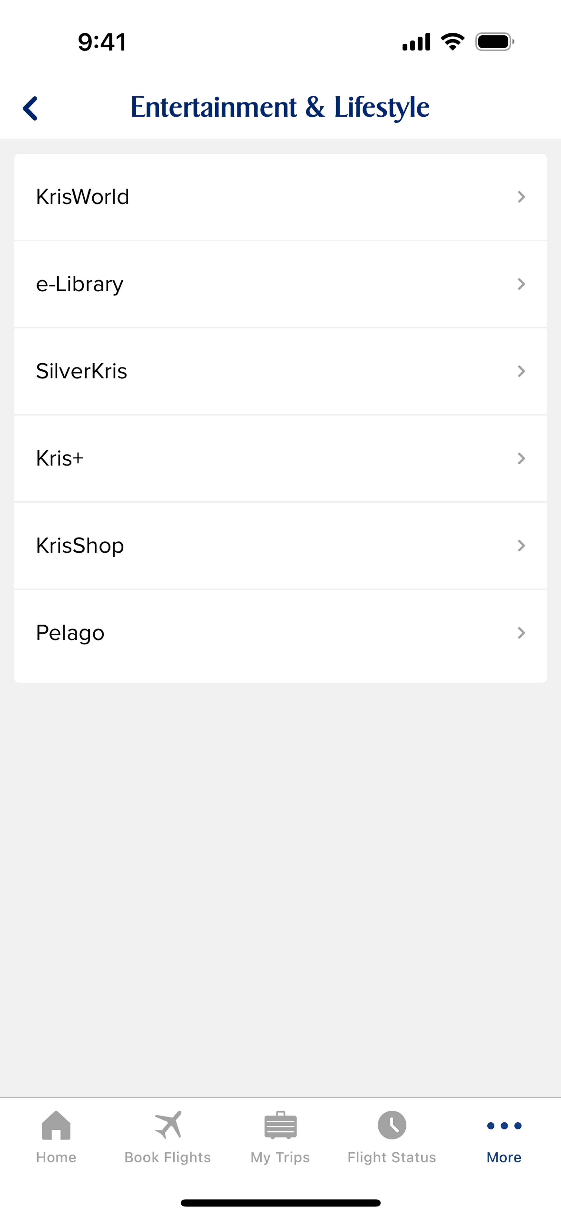 Singapore Airlines iOS Travel & Transportation interface screenshot 16