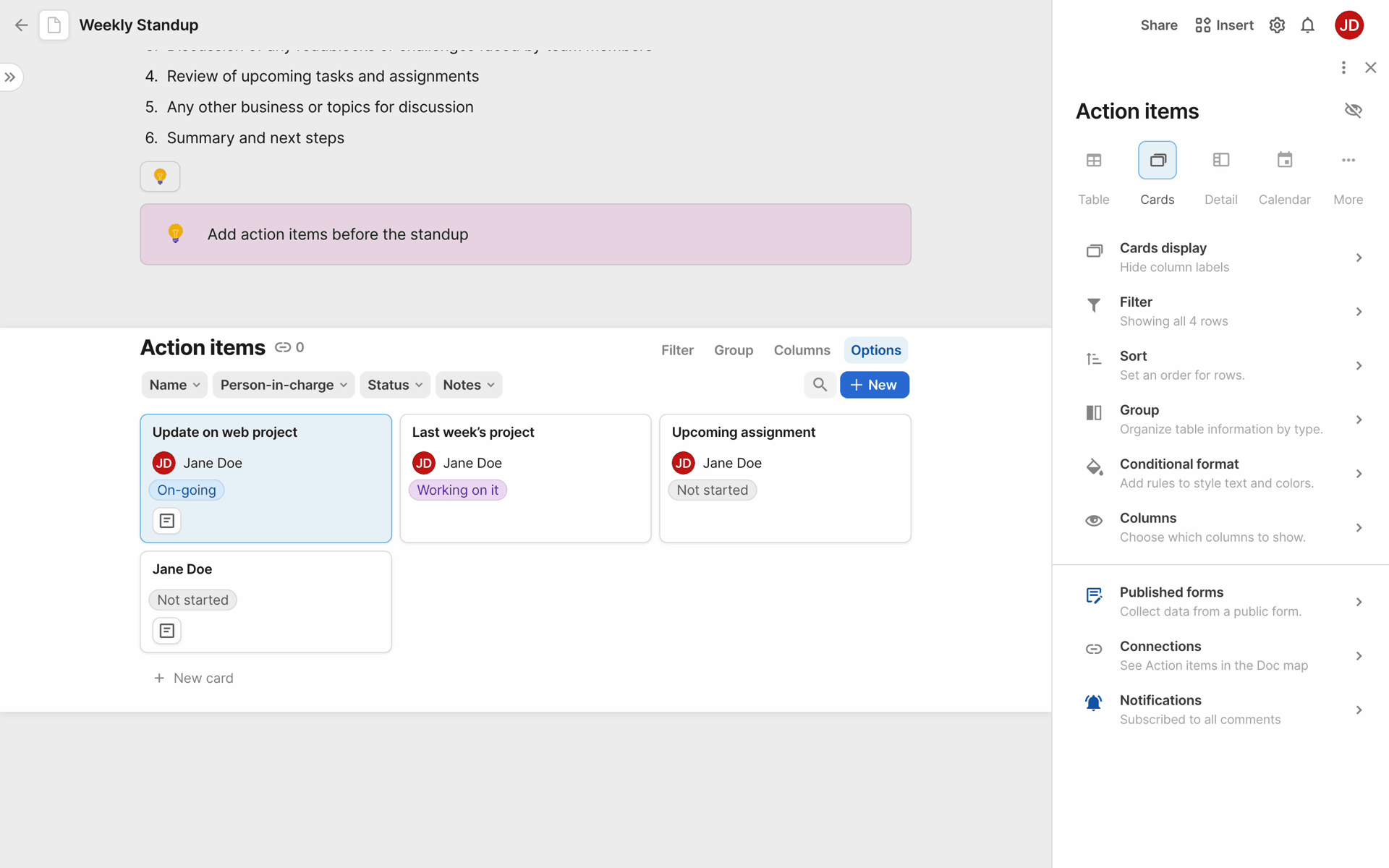 Coda Web Productivity interface screenshot 21
