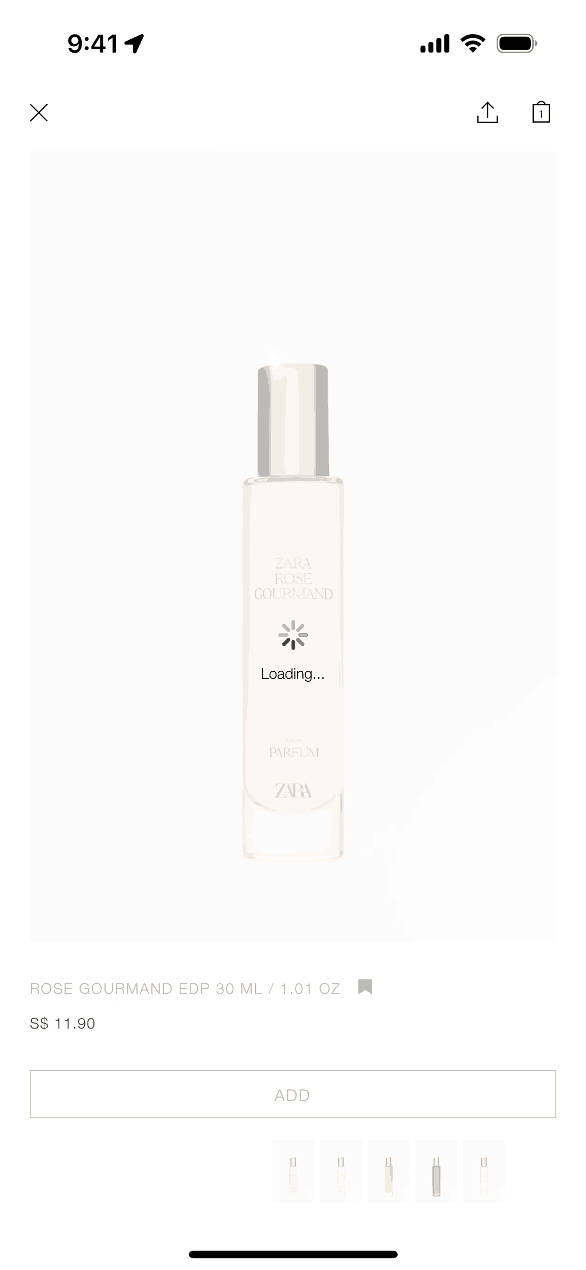 Adding product to cart on ZARA (ios) screen 2