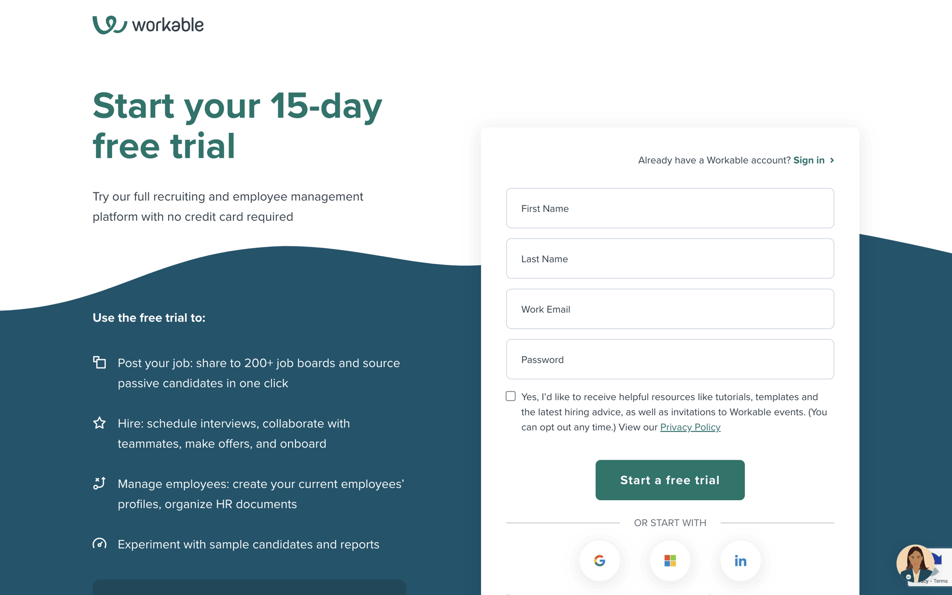 Workable Web AI interface screenshot 6