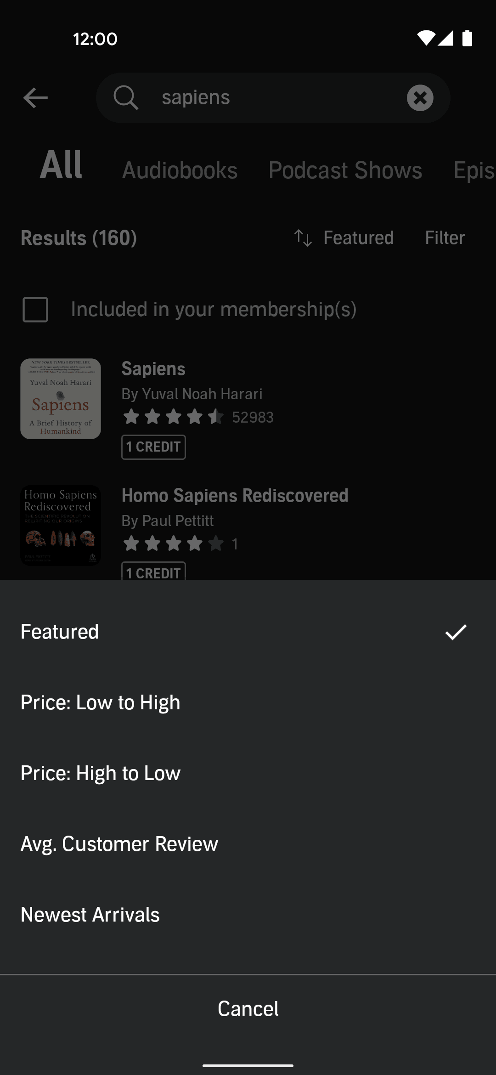 Audible Android Entertainment interface screenshot 15