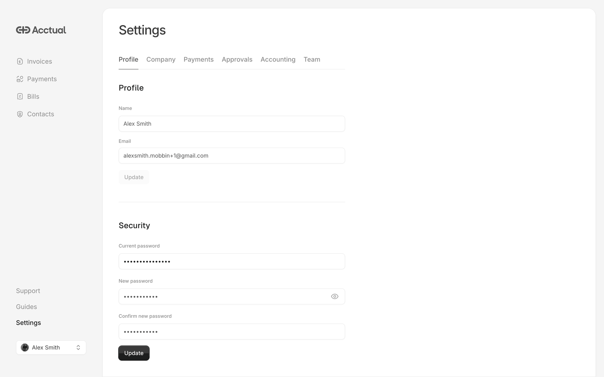 Acctual Web Finance interface screenshot 4