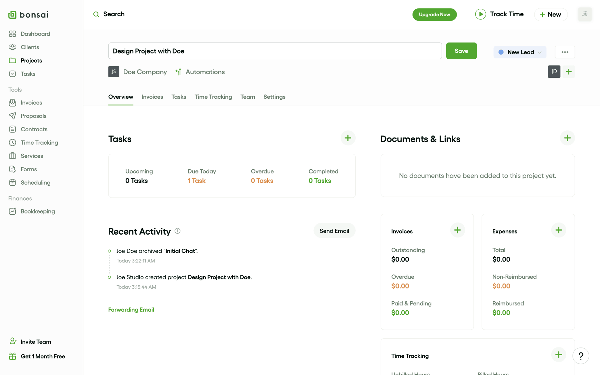 Bonsai Web Finance interface screenshot 23