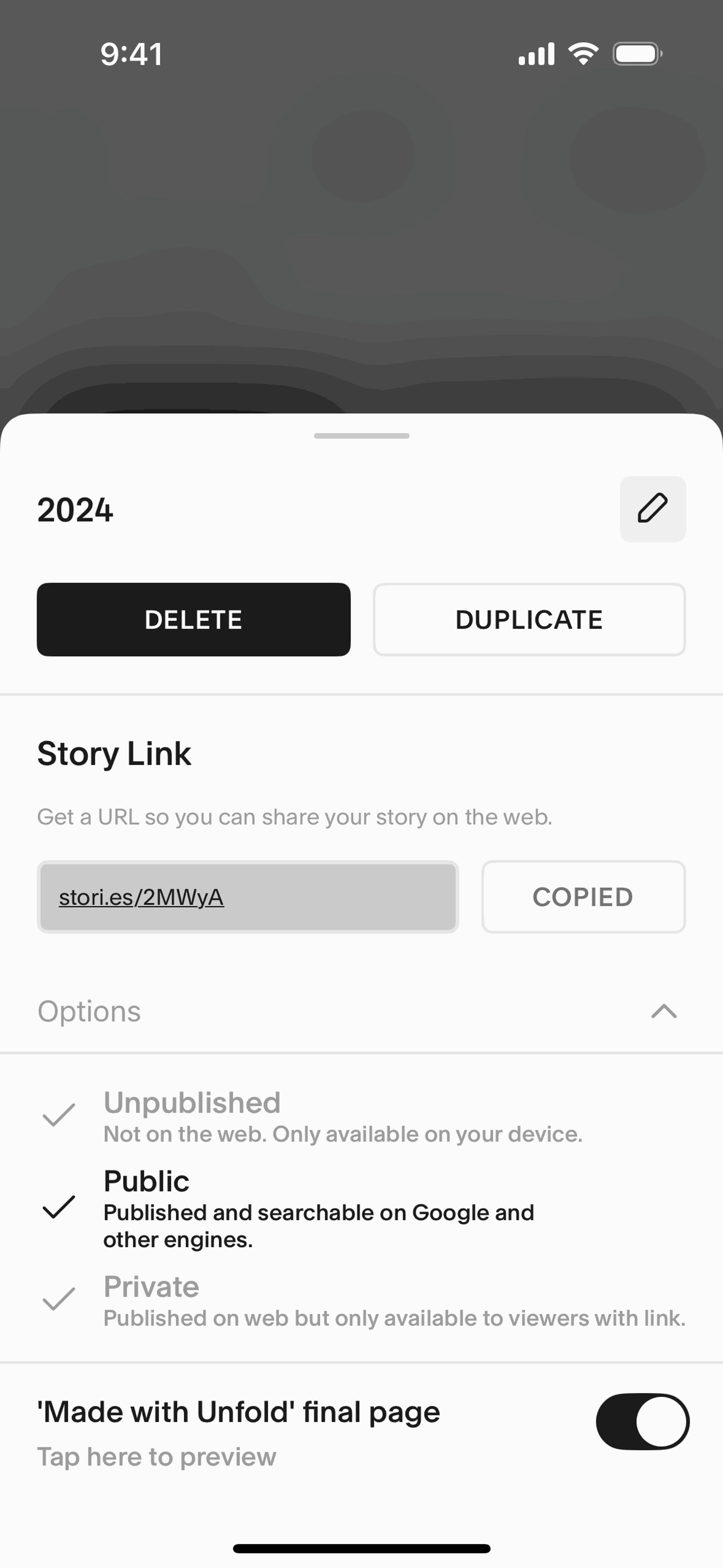 Unfold iOS Photo & Video interface screenshot 15