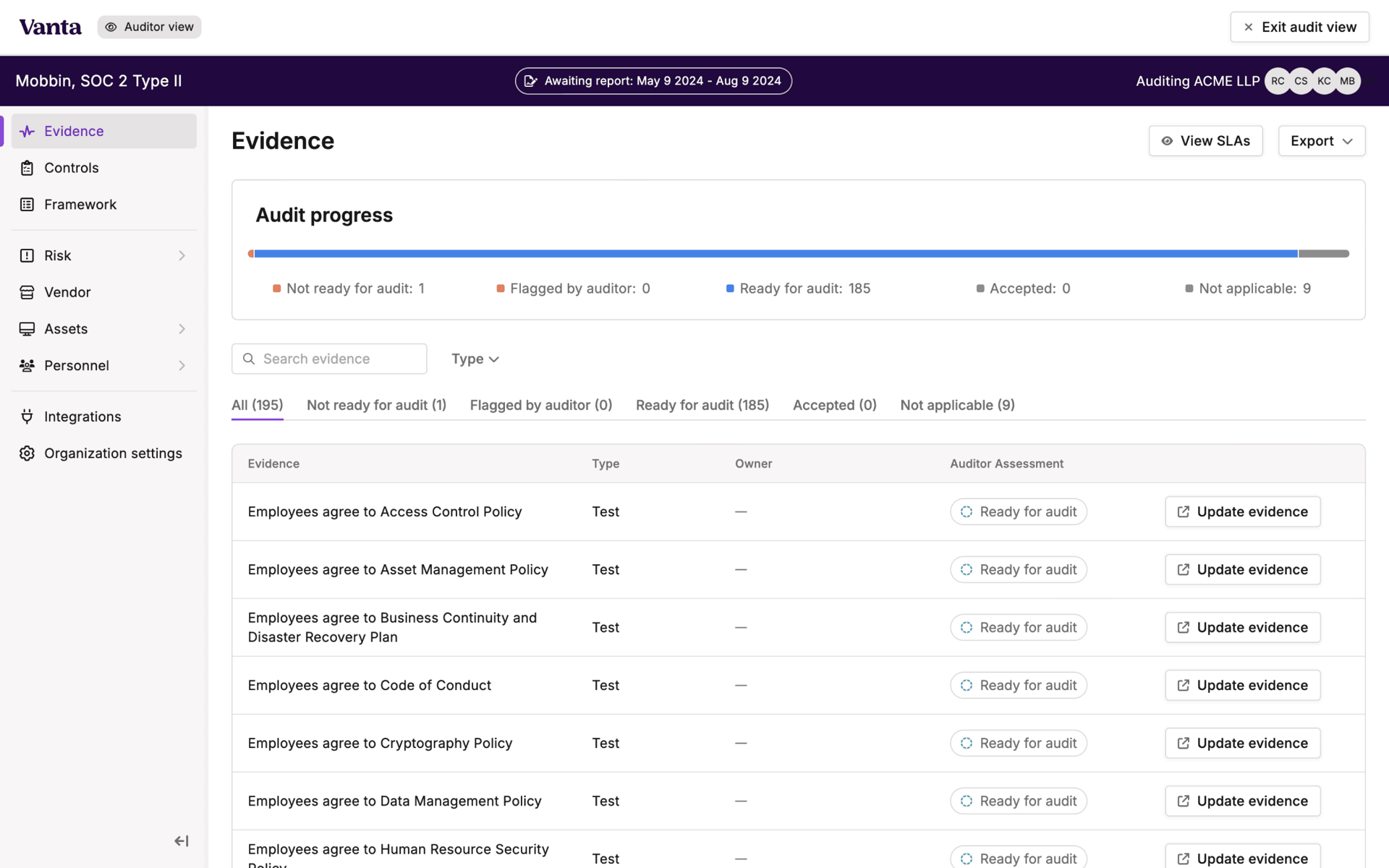 Vanta Web Business interface screenshot 10