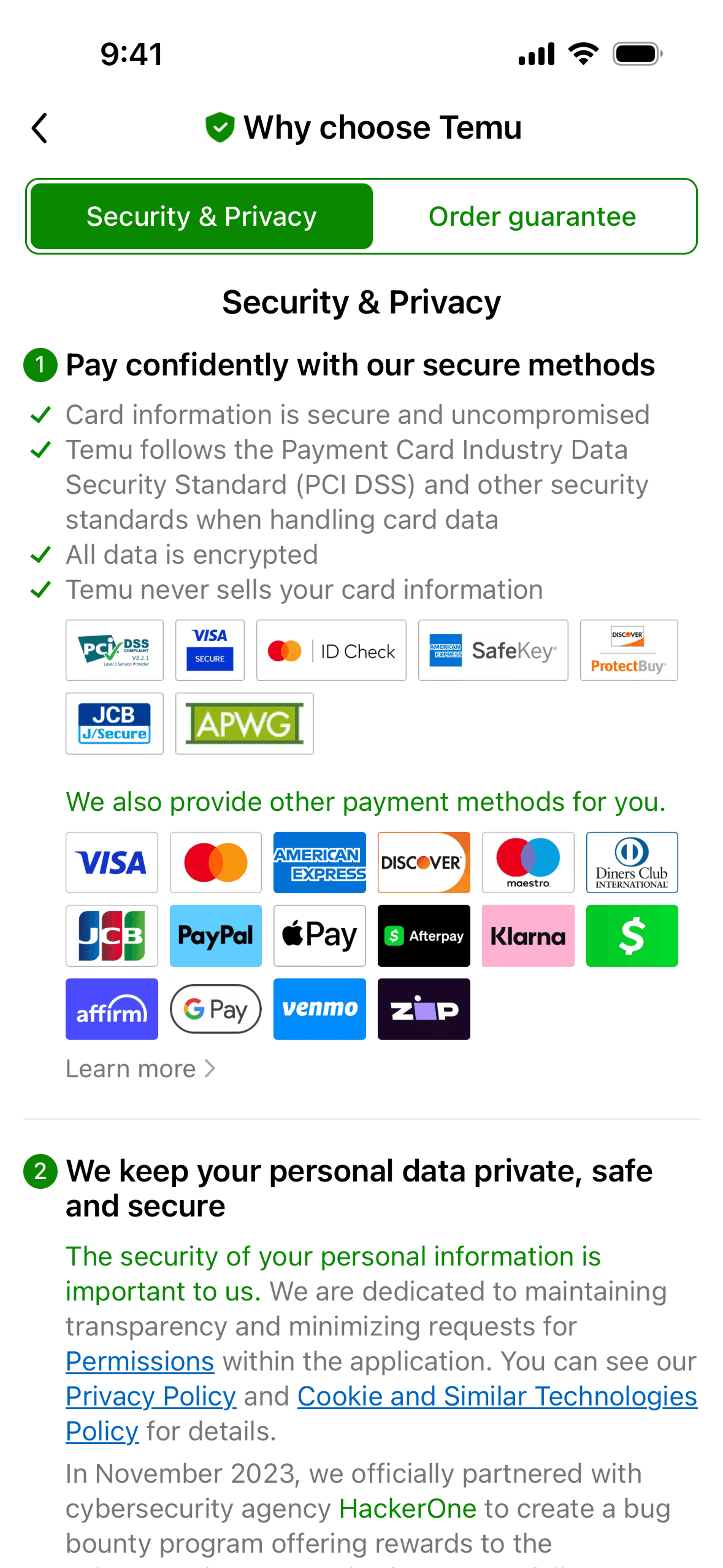 Temu iOS Shopping interface screenshot 16