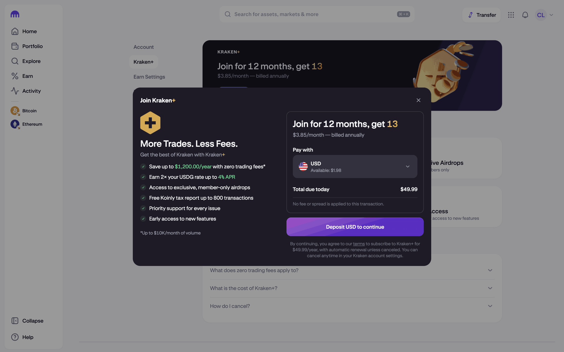 Kraken Web Finance interface screenshot 19