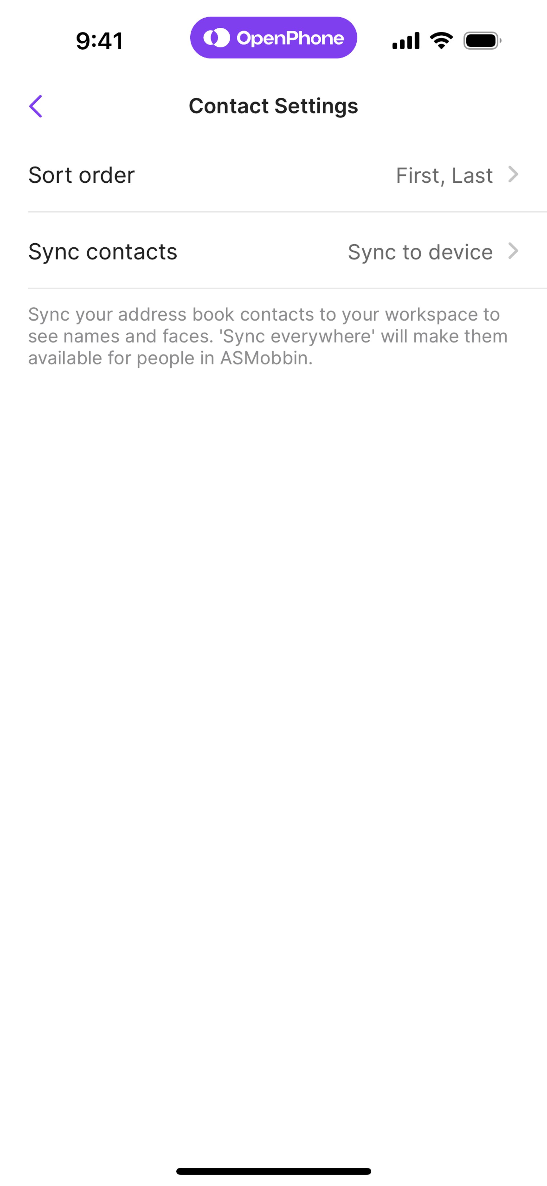 OpenPhone iOS Business interface screenshot 22