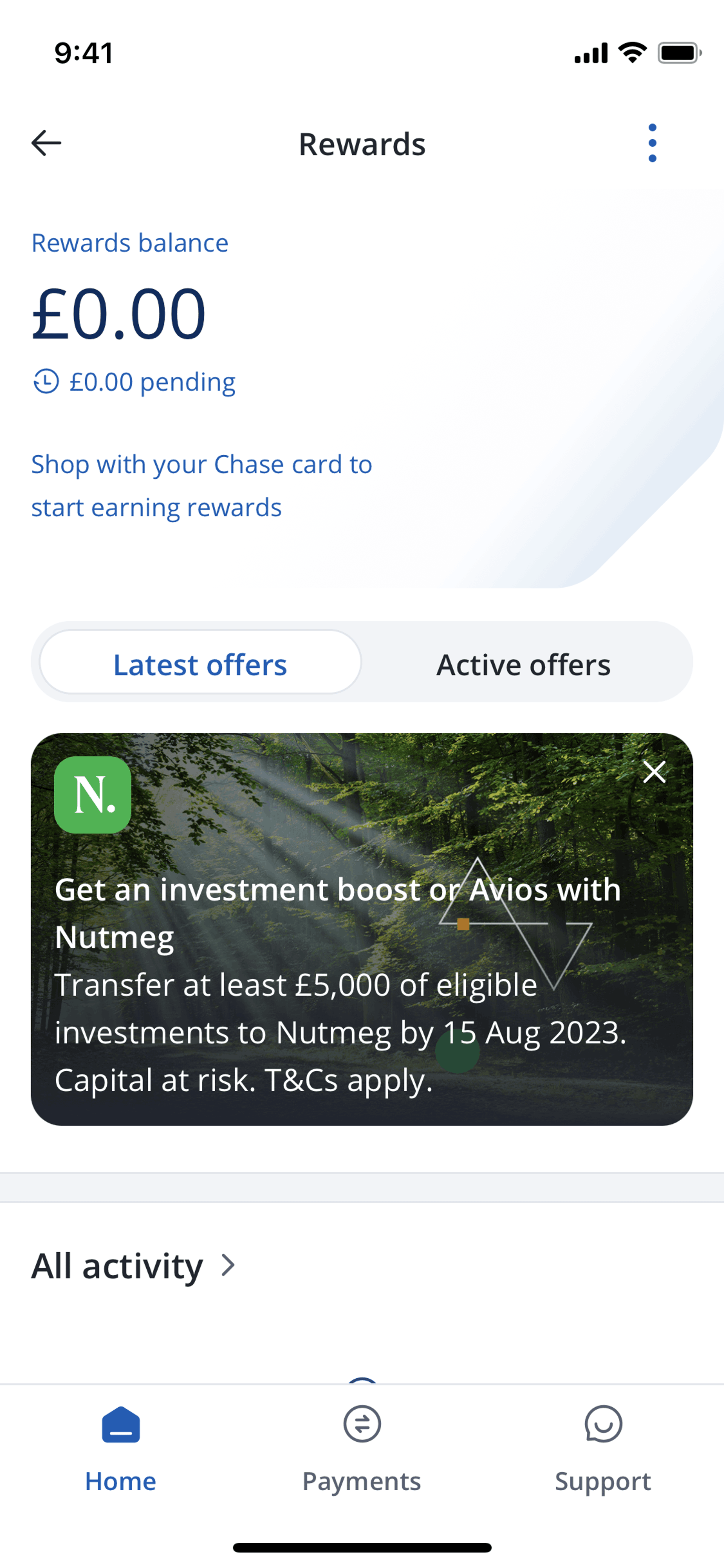 Chase UK iOS Finance interface screenshot 20