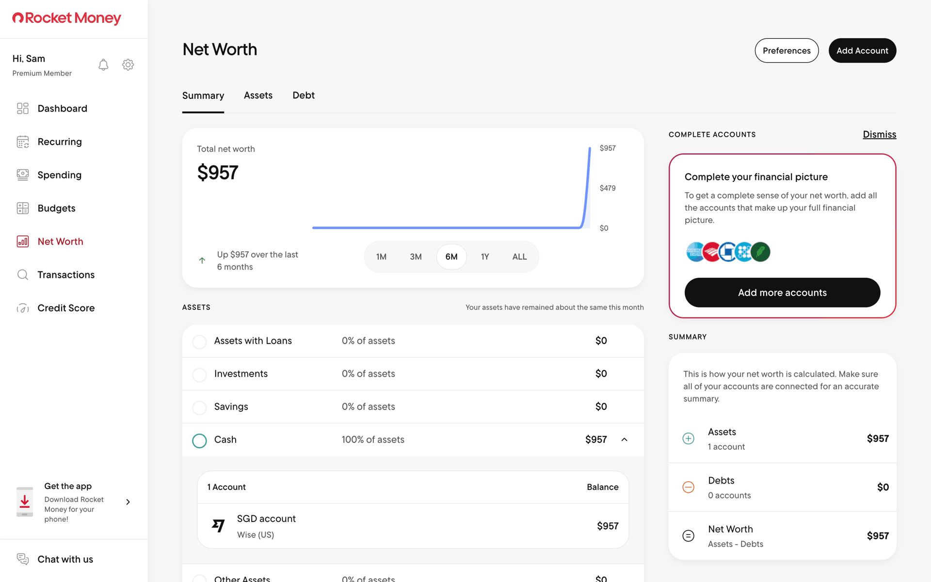 Rocket Money Web Finance interface screenshot 6