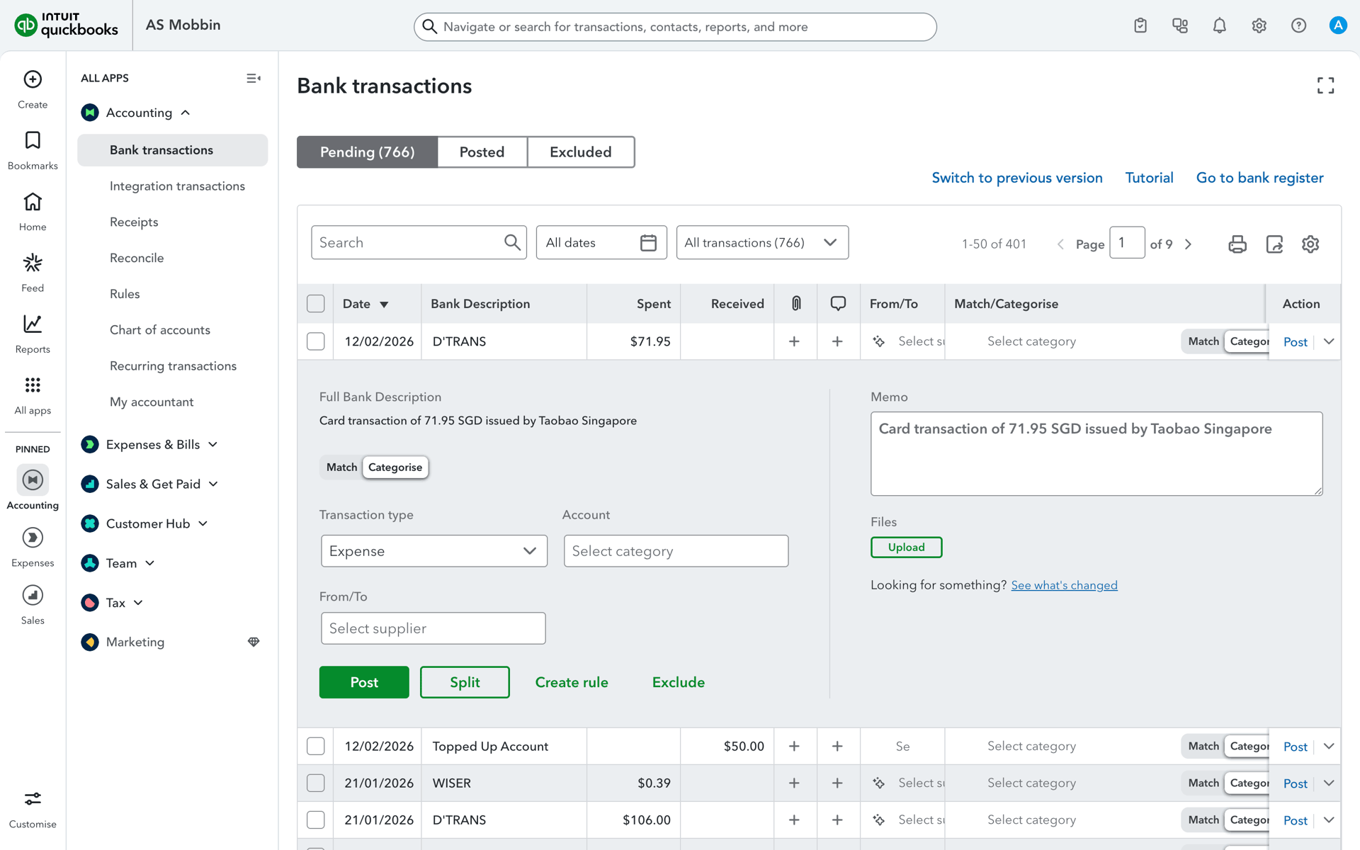 QuickBooks Web accounting interface screenshot 20