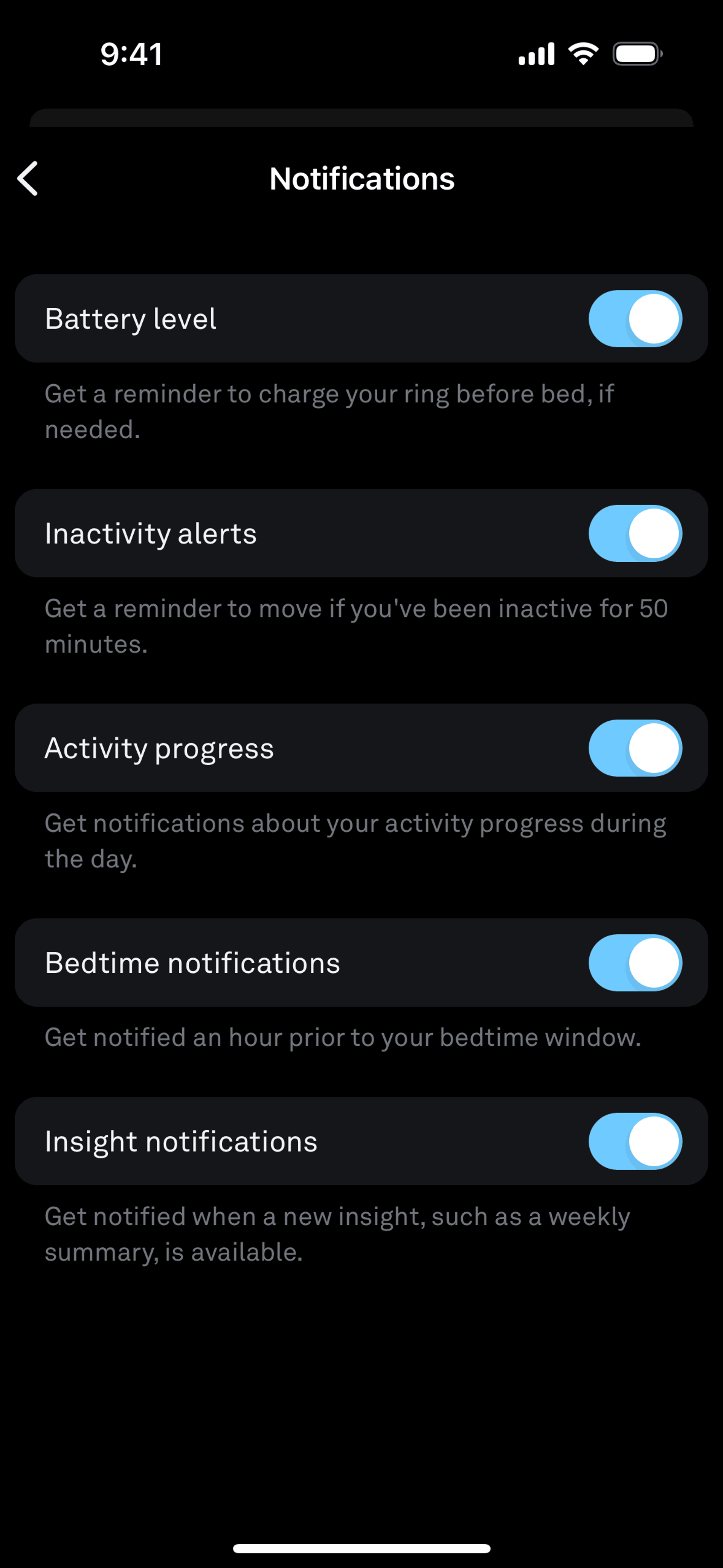 Oura iOS Health & Fitness interface screenshot 14