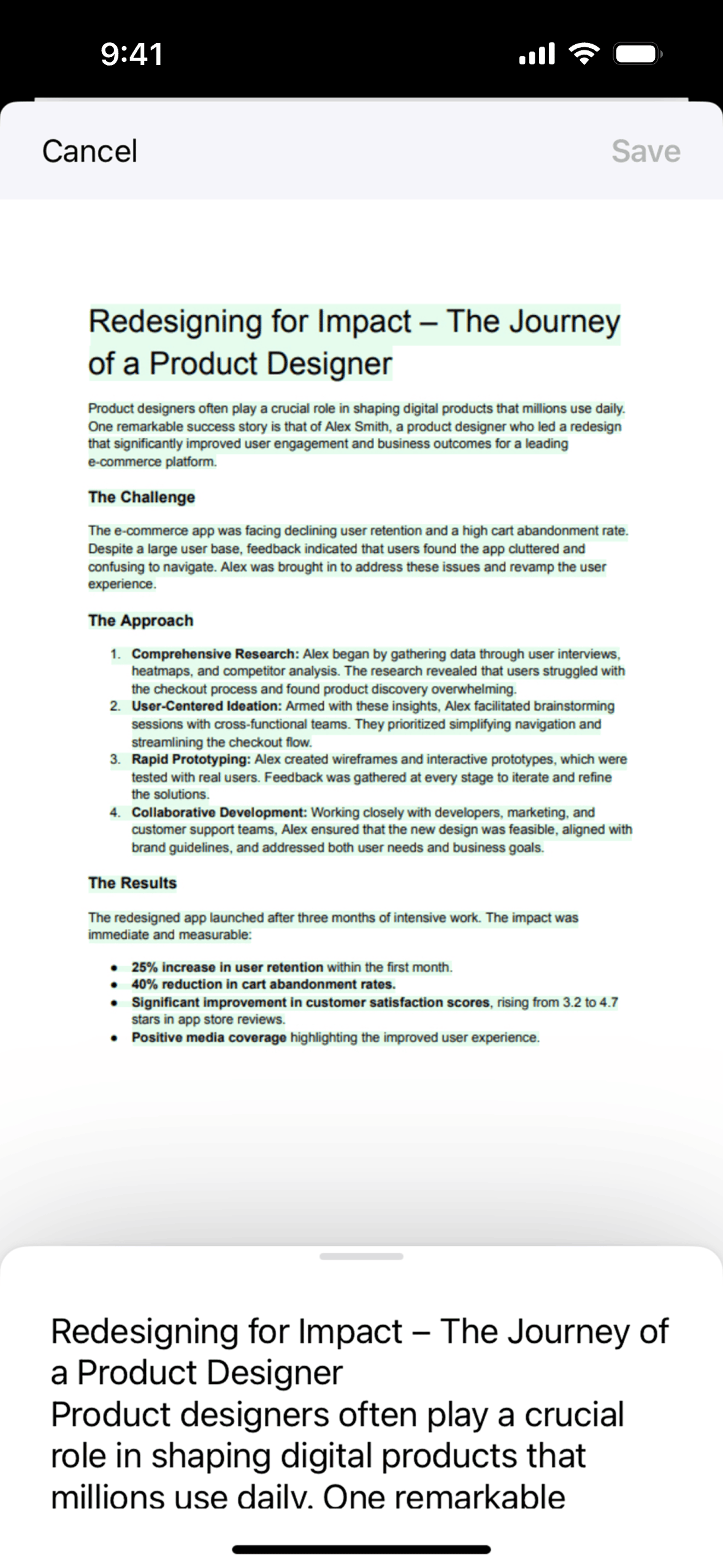 Speechify iOS Productivity interface screenshot 4