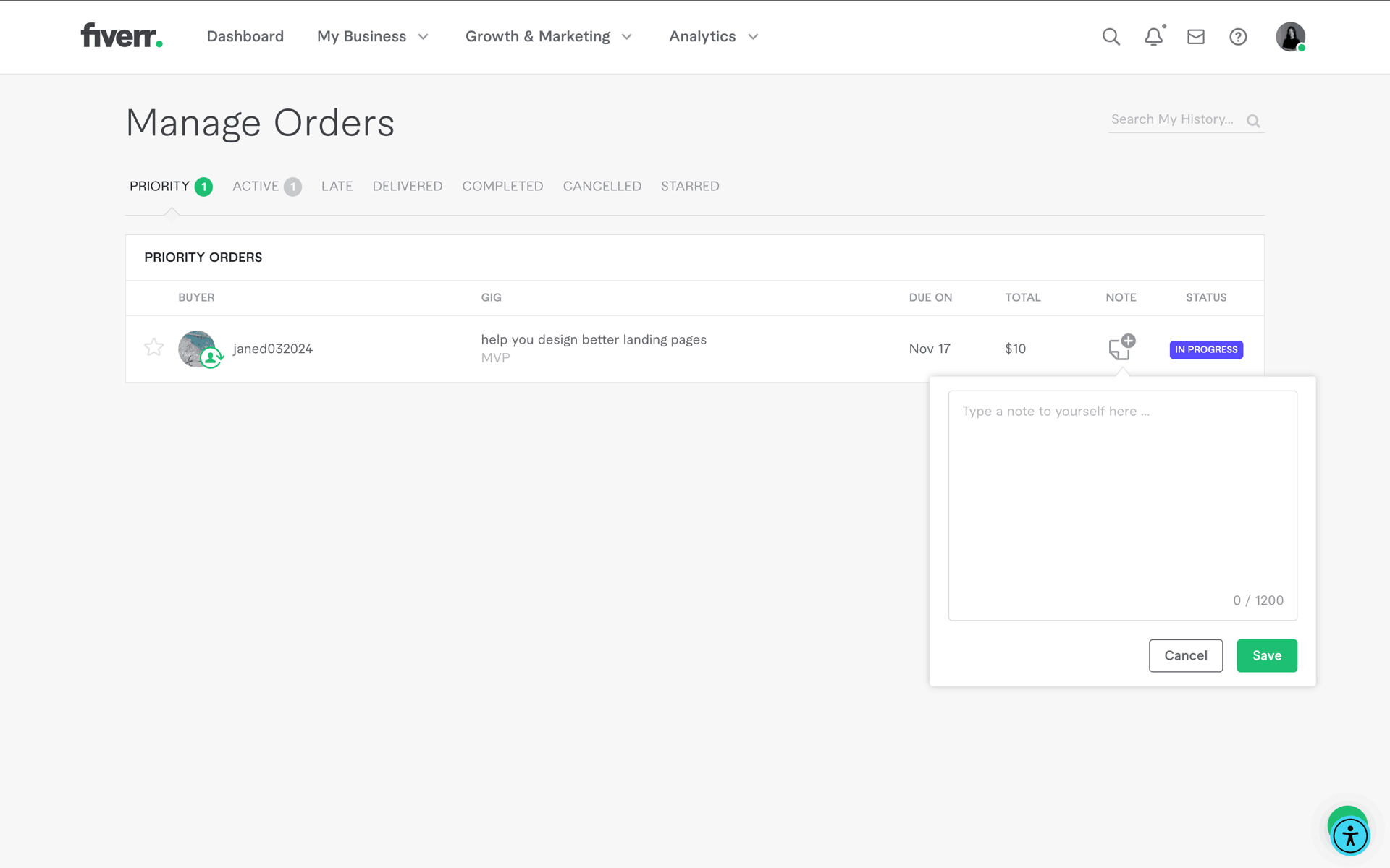 Fiverr Web Business interface screenshot 21
