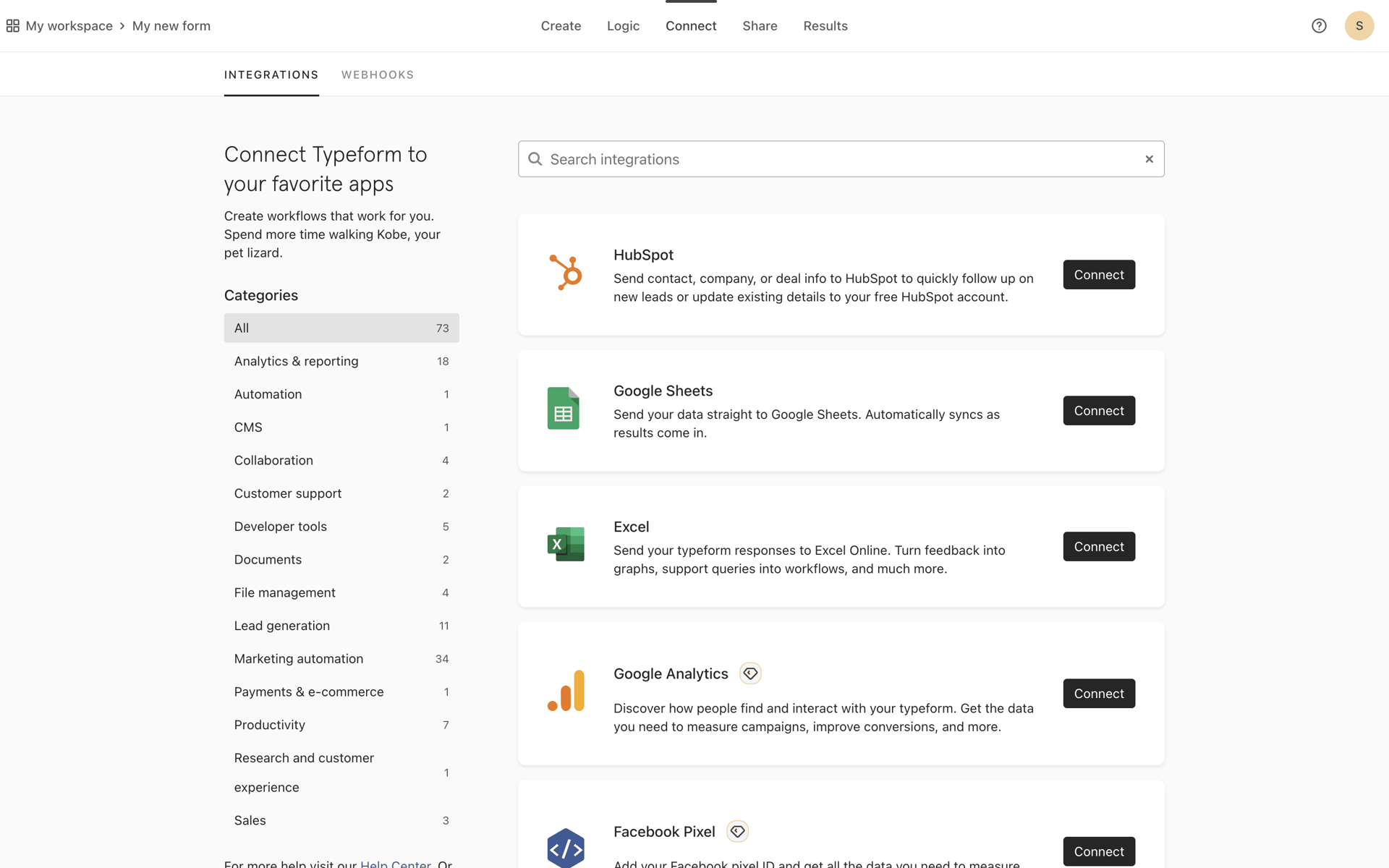 Typeform Web Productivity interface screenshot 10