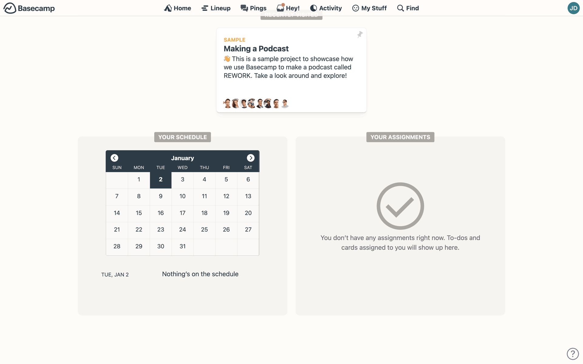 Basecamp Web Business interface screenshot 11