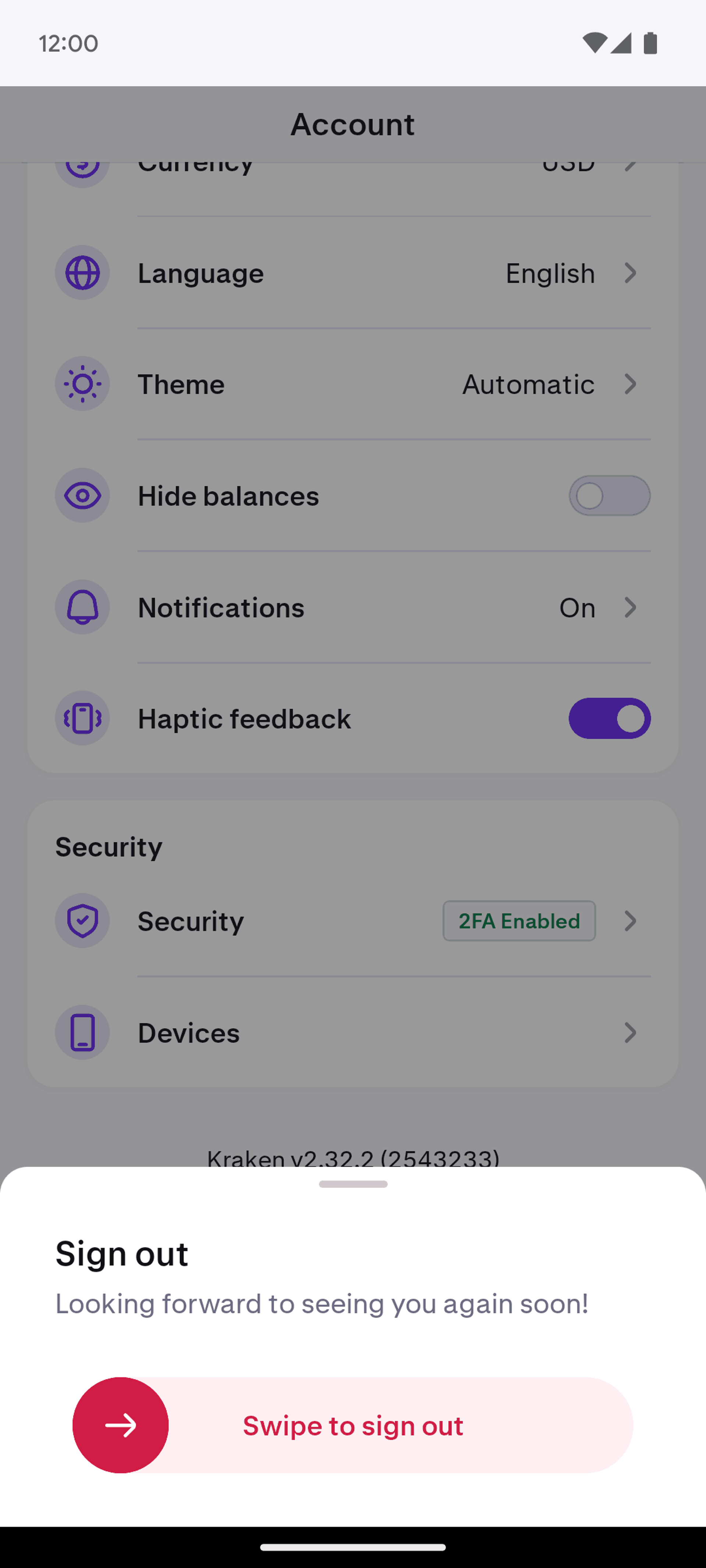 Kraken Android Finance interface screenshot 20