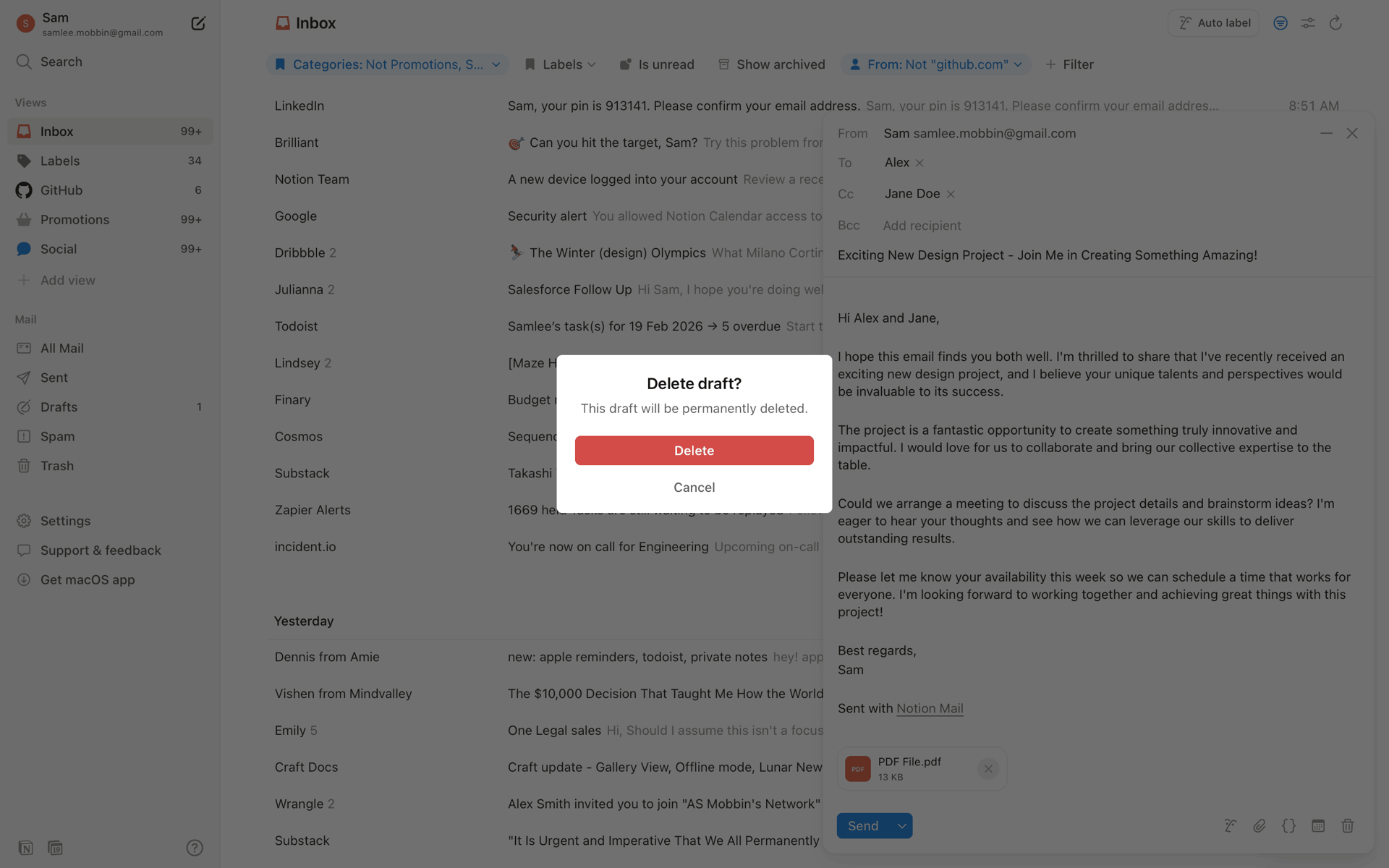 Notion Mail Web Productivity interface screenshot 15