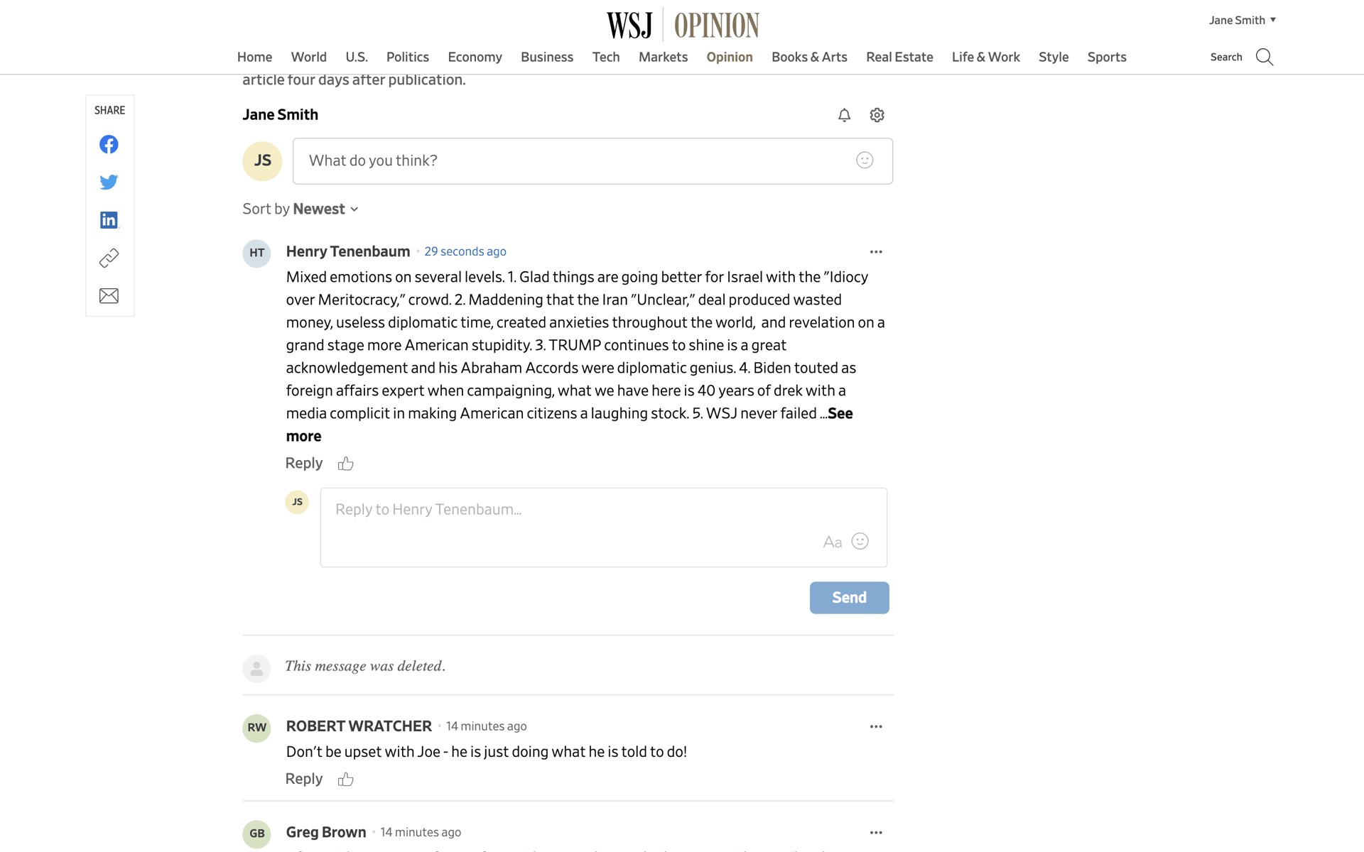 WSJ Web News interface screenshot 2