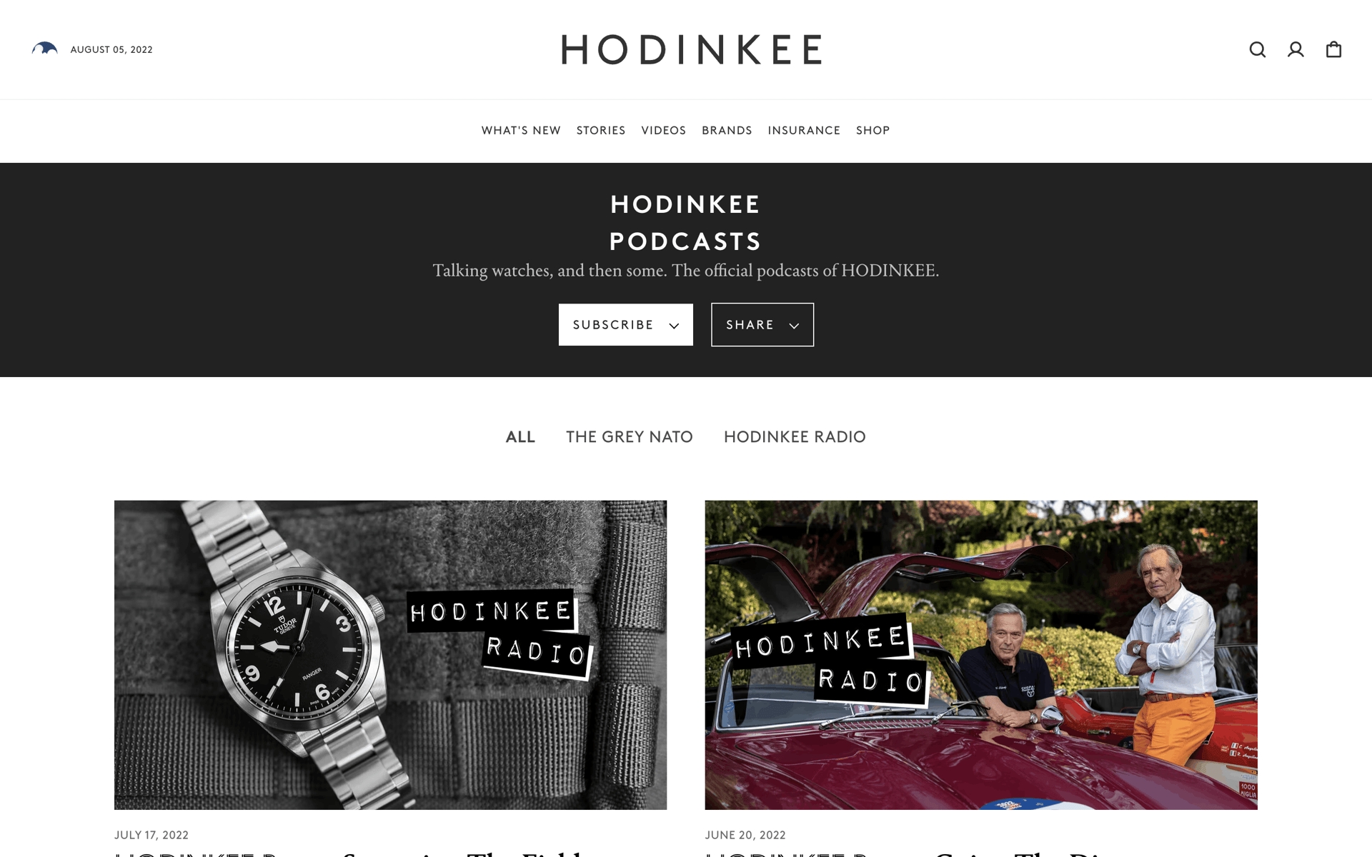 HODINKEE Web Lifestyle interface screenshot 9