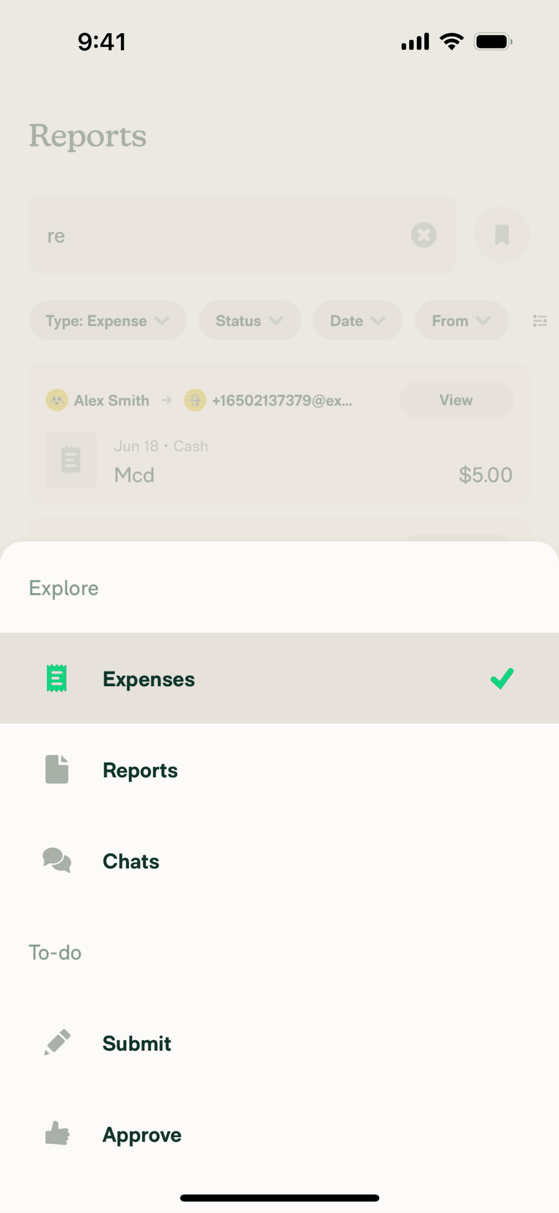 Expensify iOS Finance interface screenshot 7