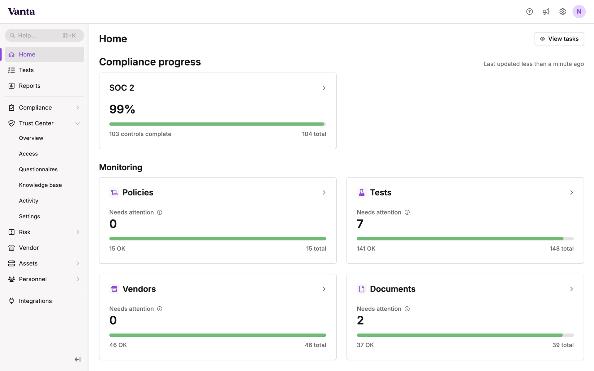 Vanta Web Business interface screenshot 11