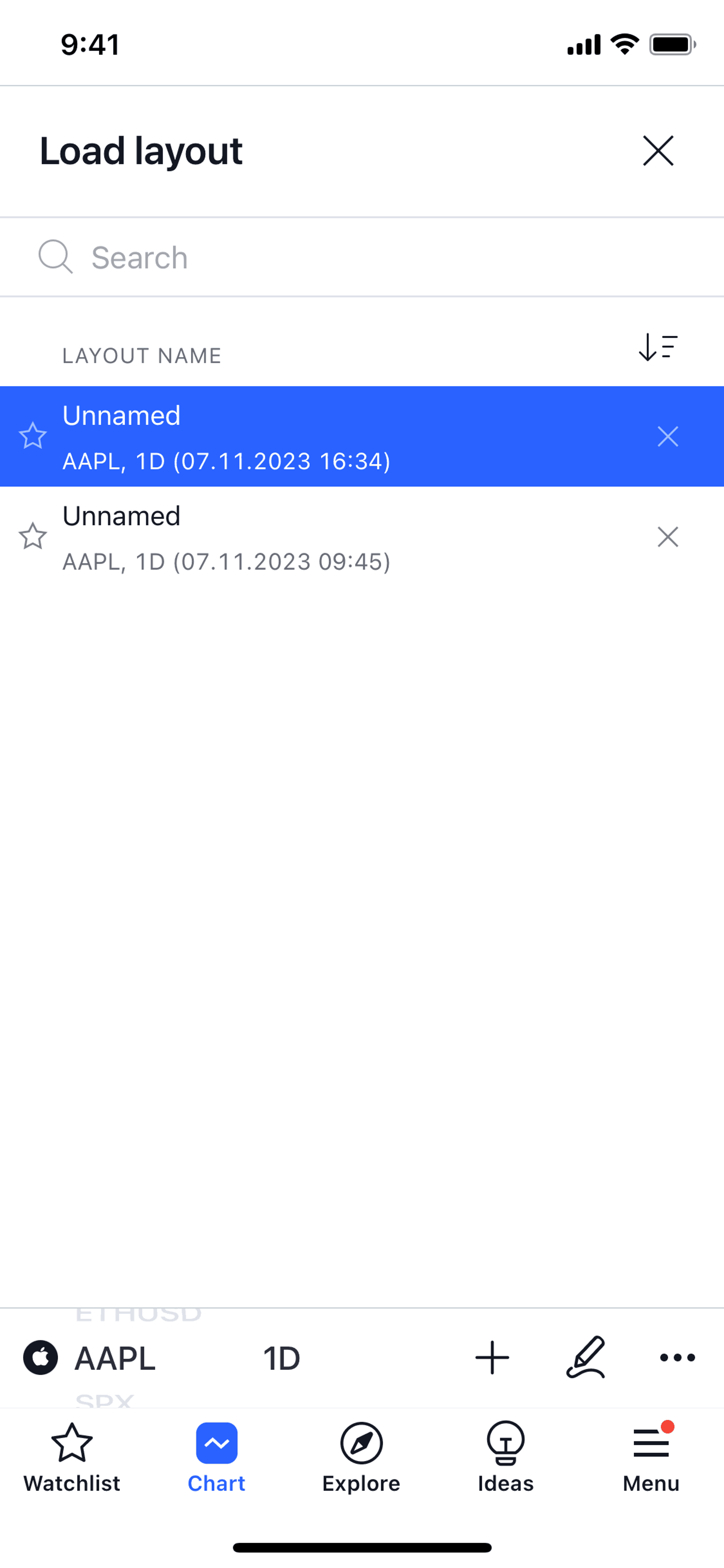 TradingView iOS Finance interface screenshot 23