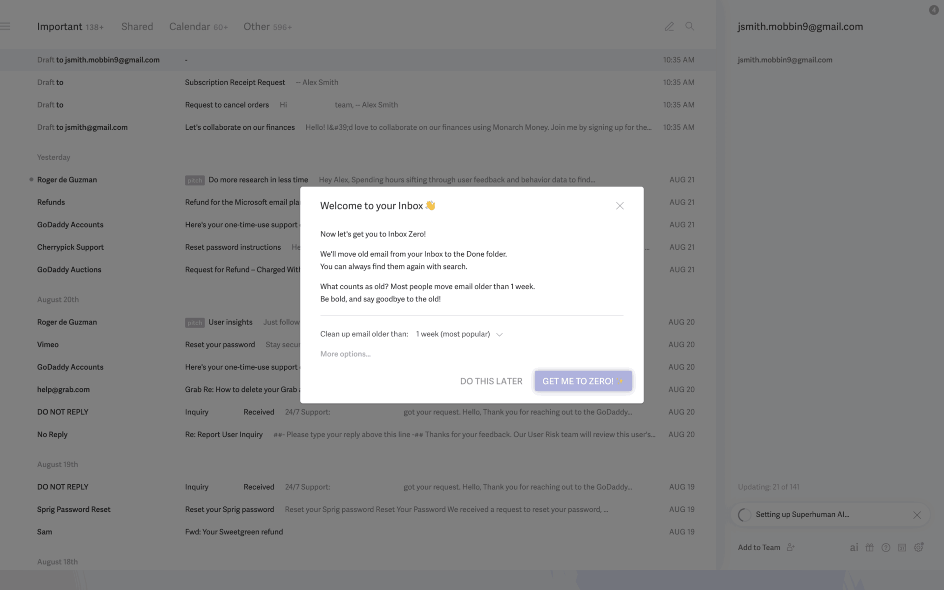 Superhuman Web AI interface screenshot 17