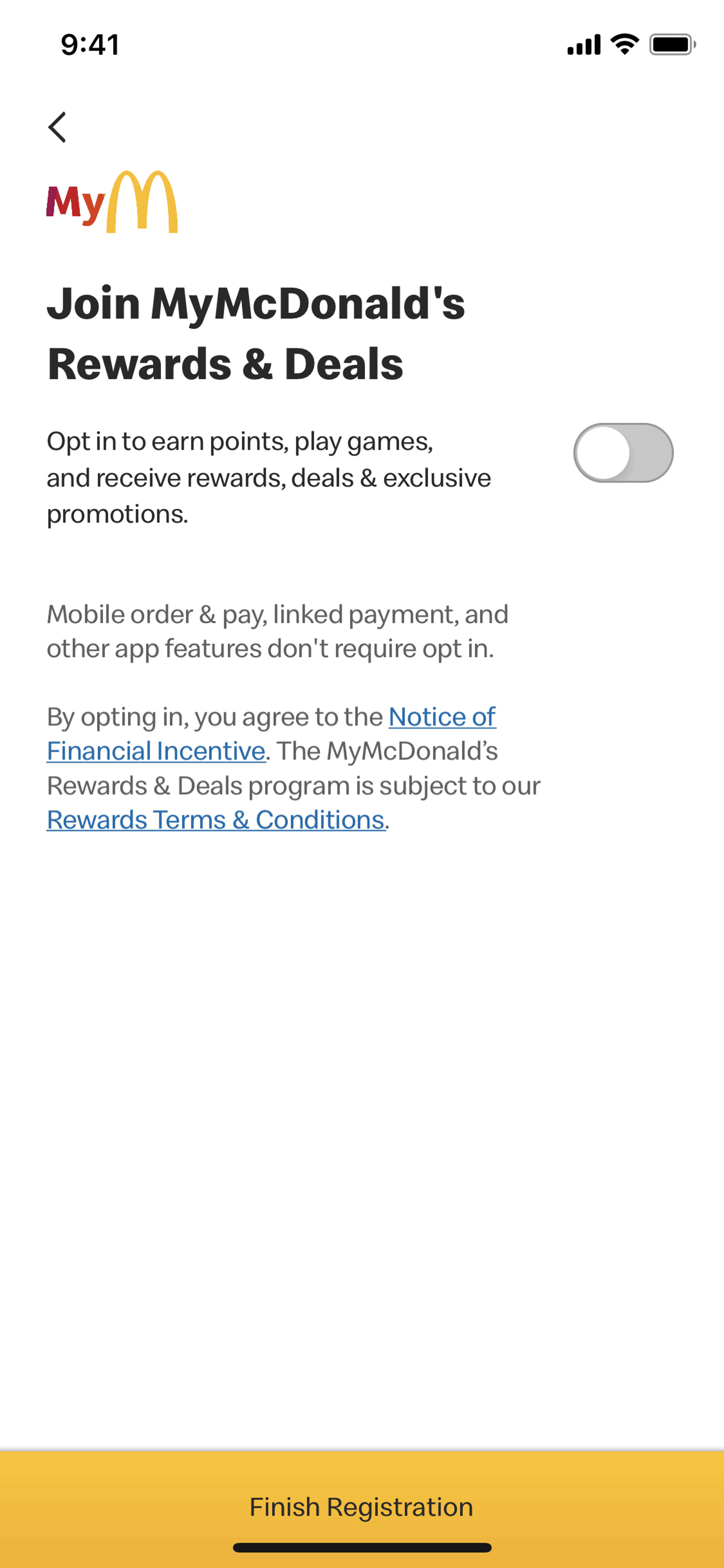 McDonald's iOS Food & Drink interface screenshot 9