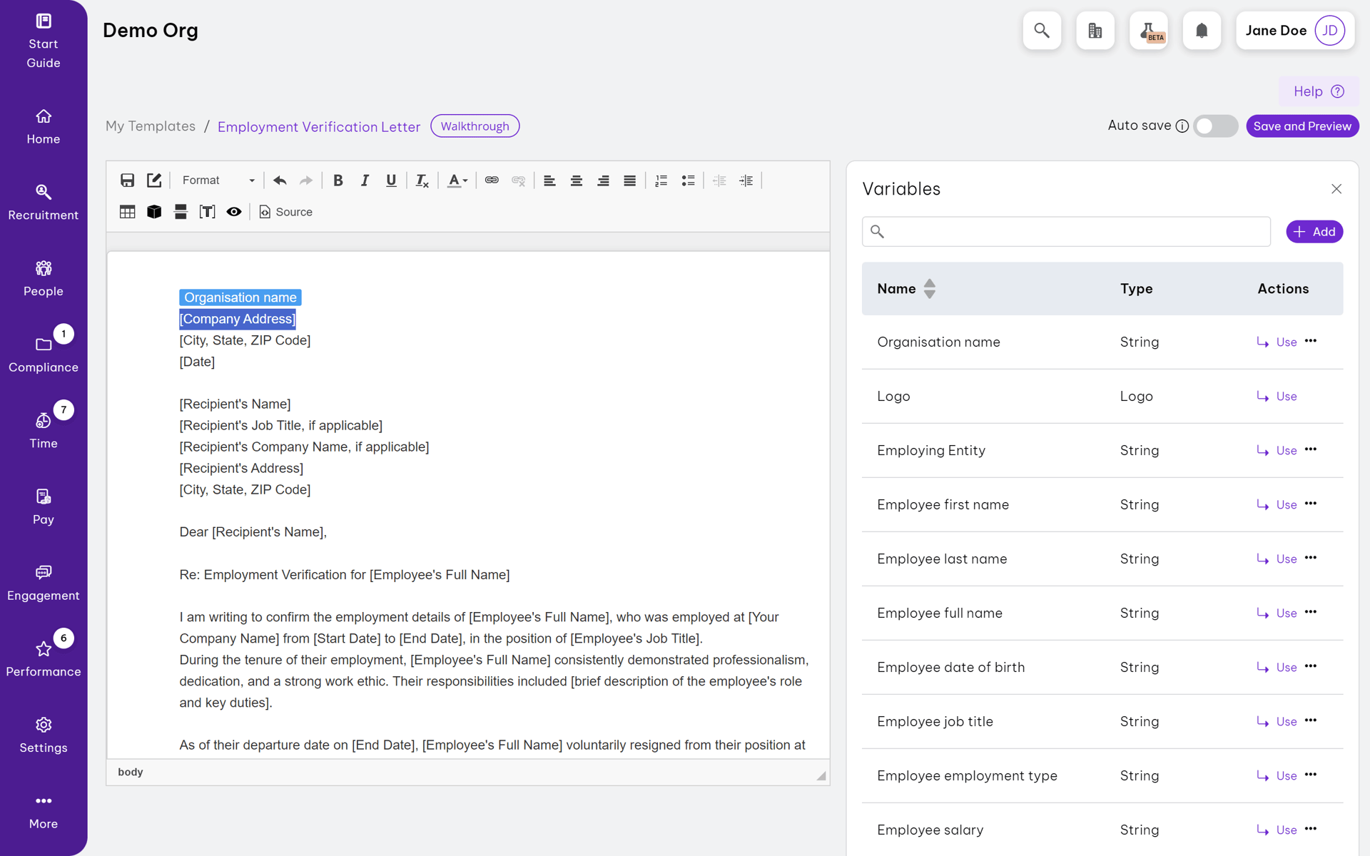 Employment Hero Web Business interface screenshot 3