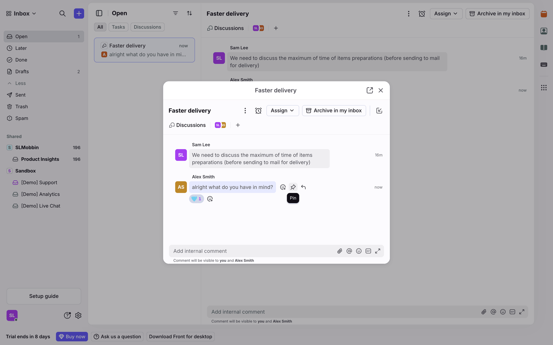 Front Web Business interface screenshot 14