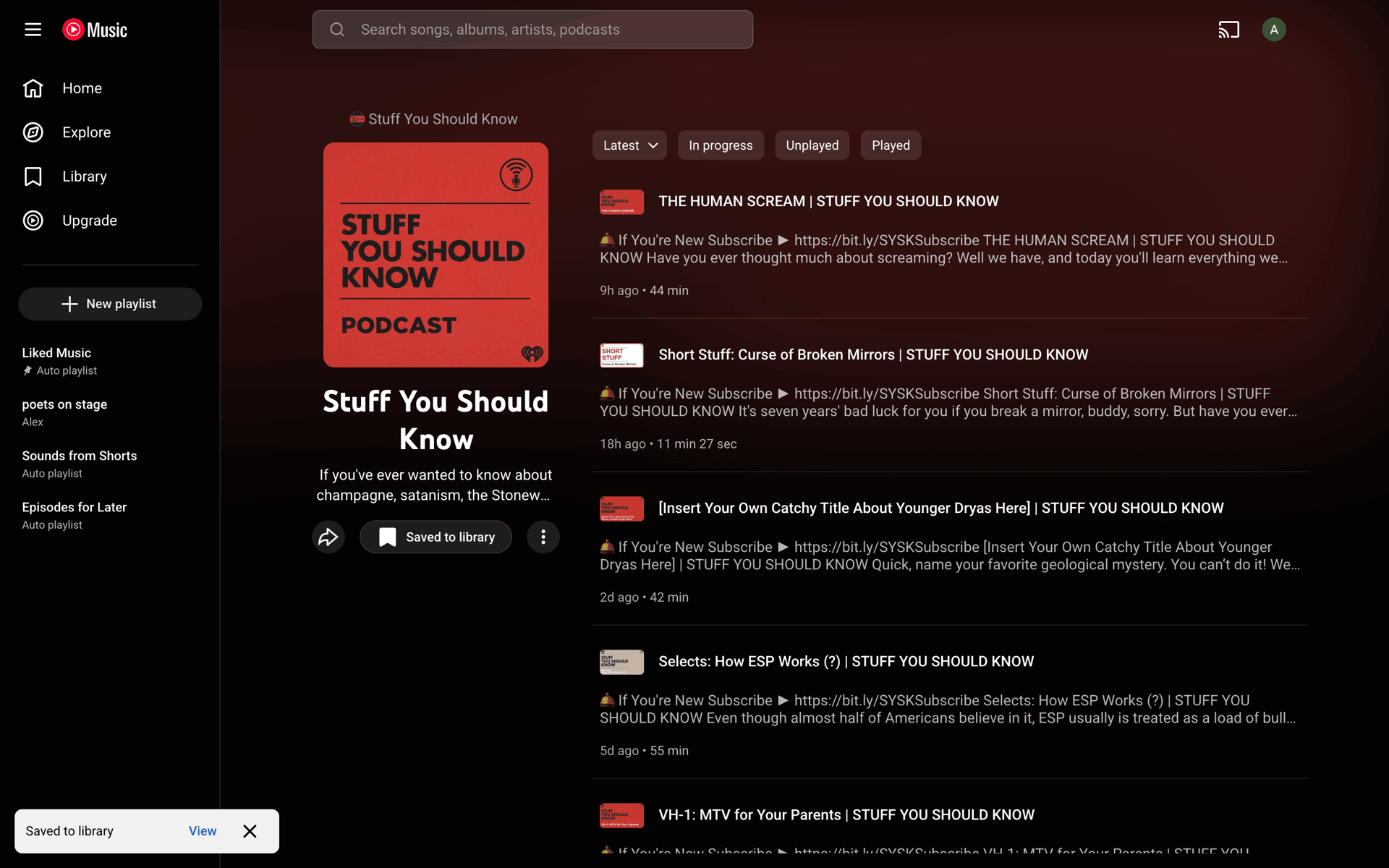 YouTube Music Web Music & Audio interface screenshot 9