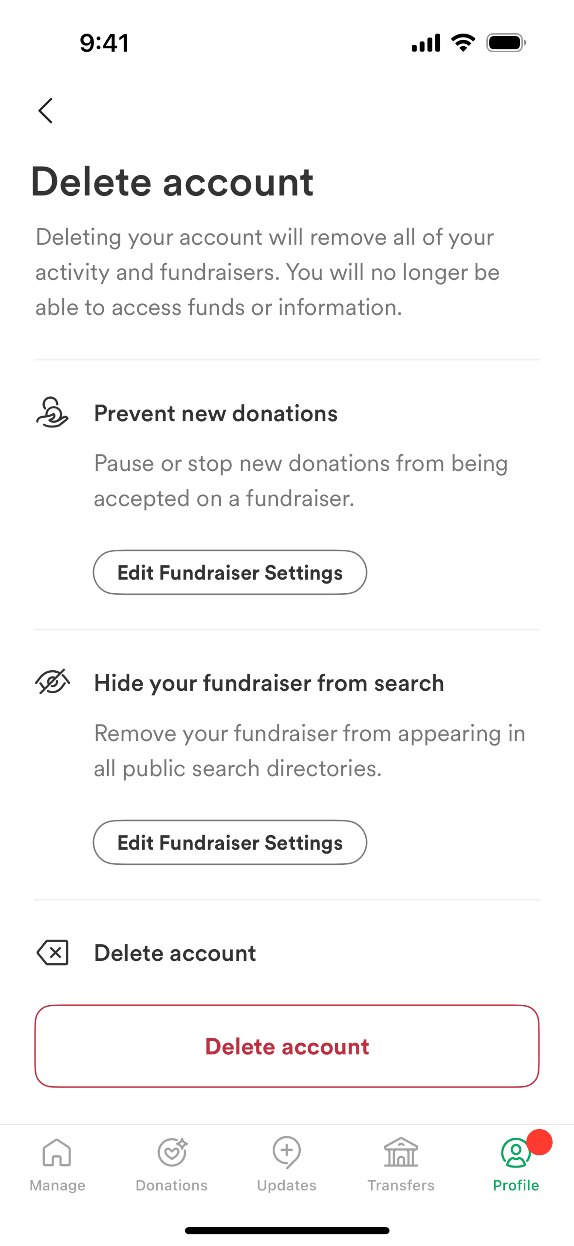 GoFundMe iOS Social Networking interface screenshot 8