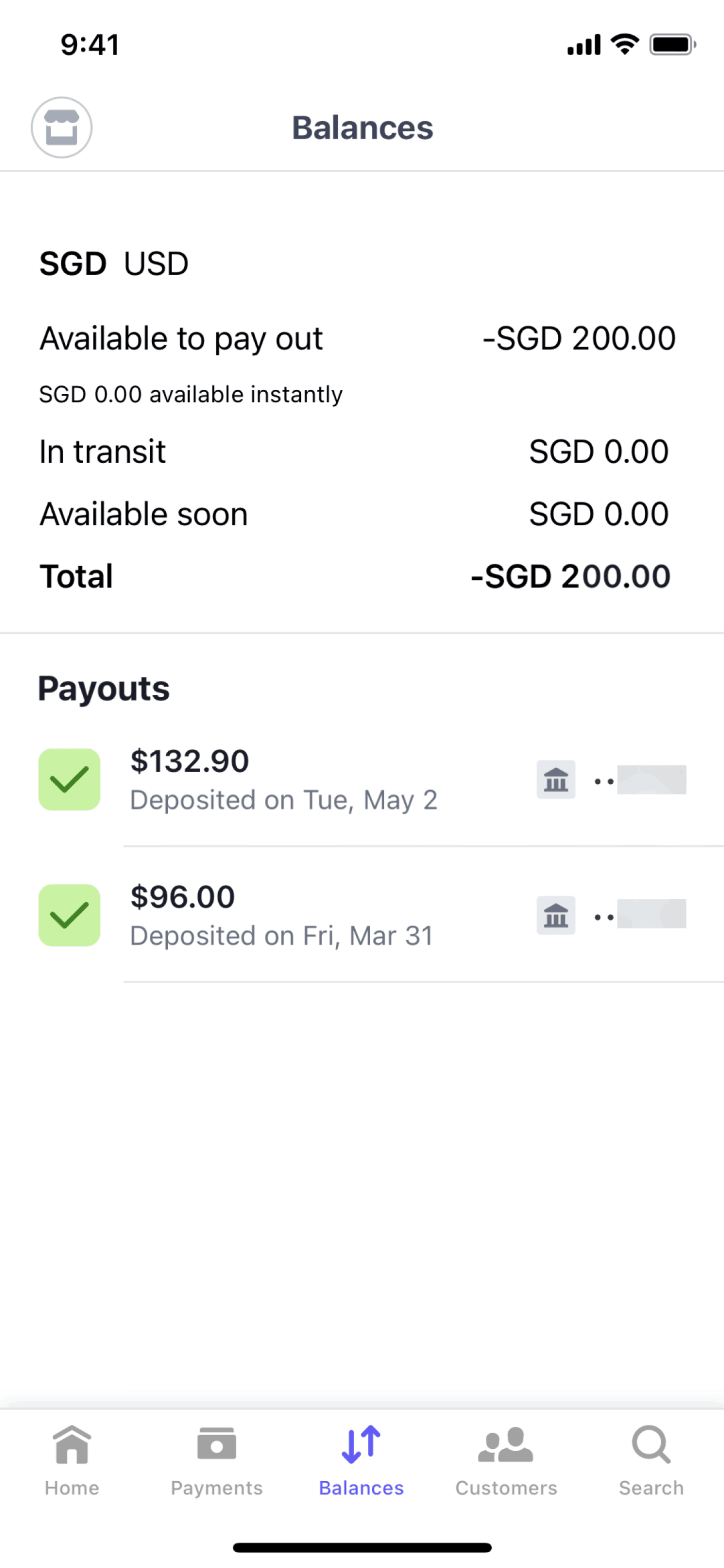 Stripe Dashboard iOS Finance interface screenshot 4