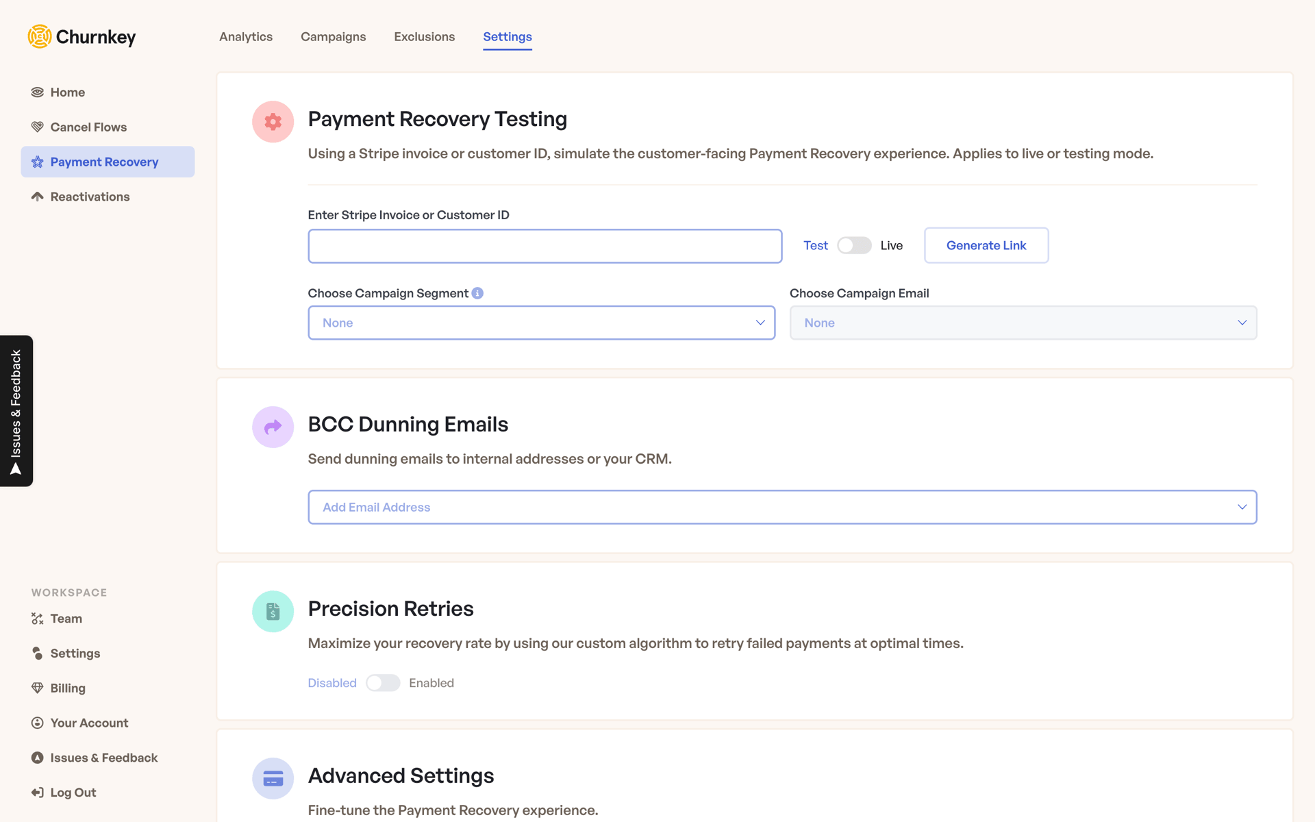 Churnkey Web Business interface screenshot 15