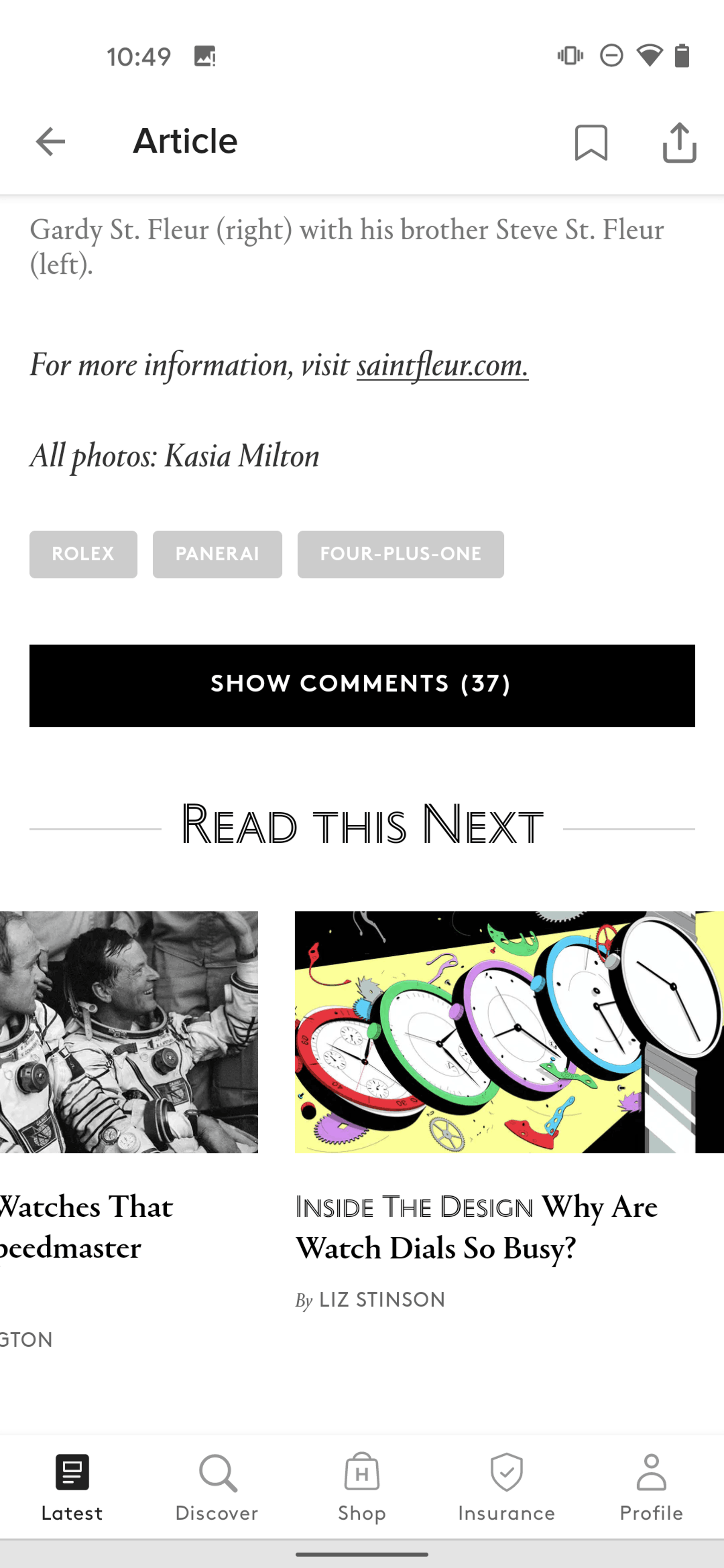 HODINKEE Android Lifestyle interface screenshot 6