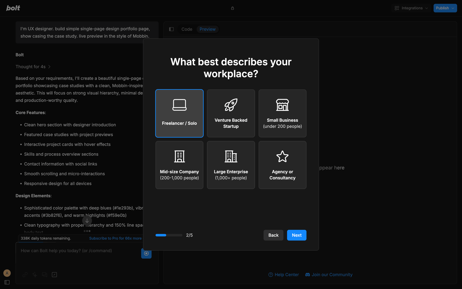 Bolt.new Web Developer Tools interface screenshot 16