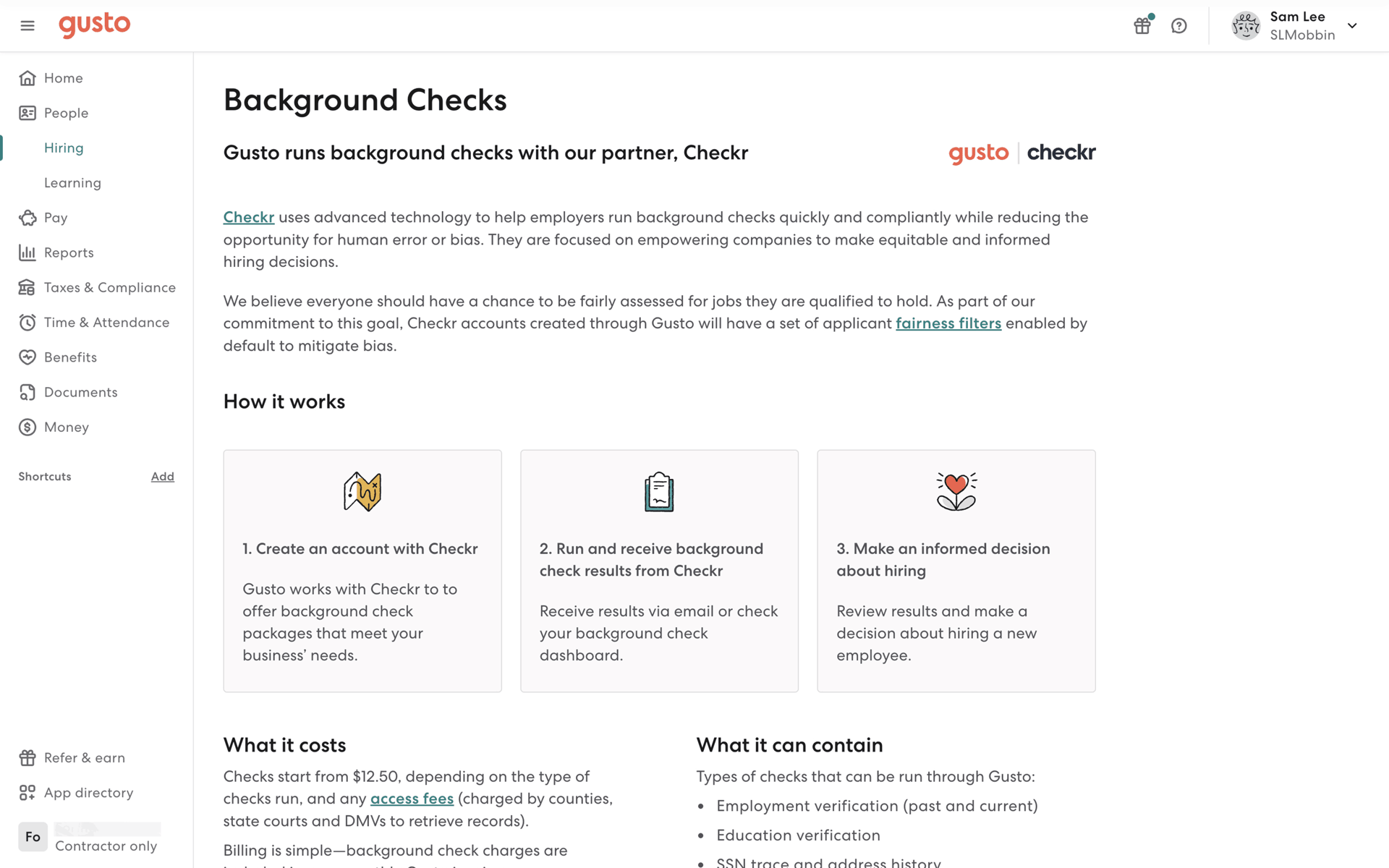 Gusto Web Finance interface screenshot 22
