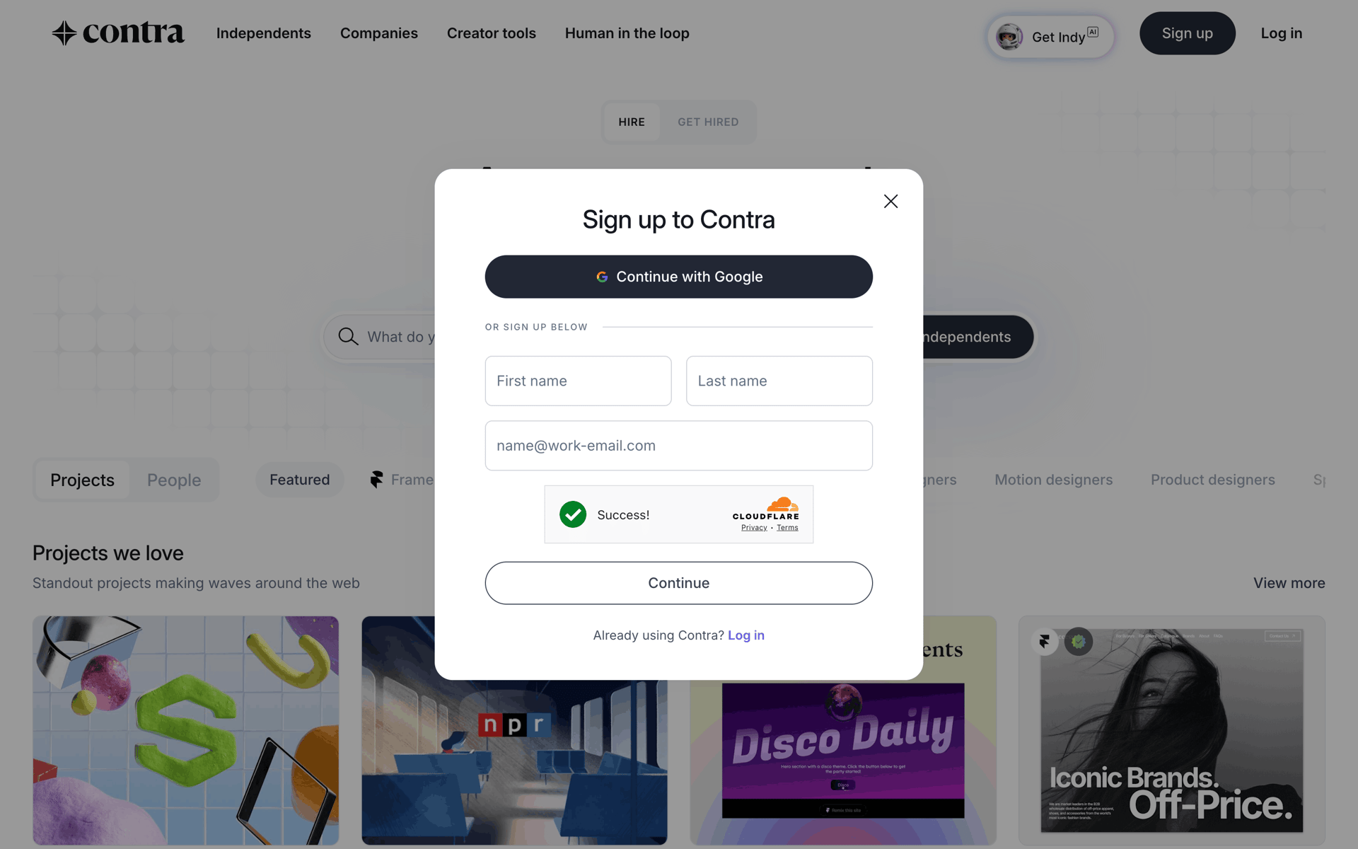 Onboarding (freelancer) on Contra (web) screen 2