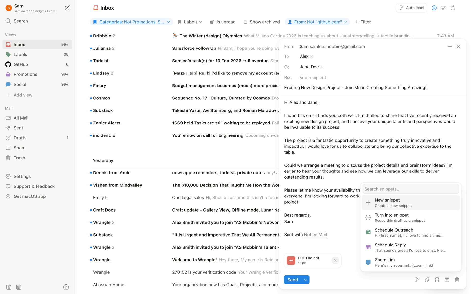 Notion Mail Web Productivity interface screenshot 7