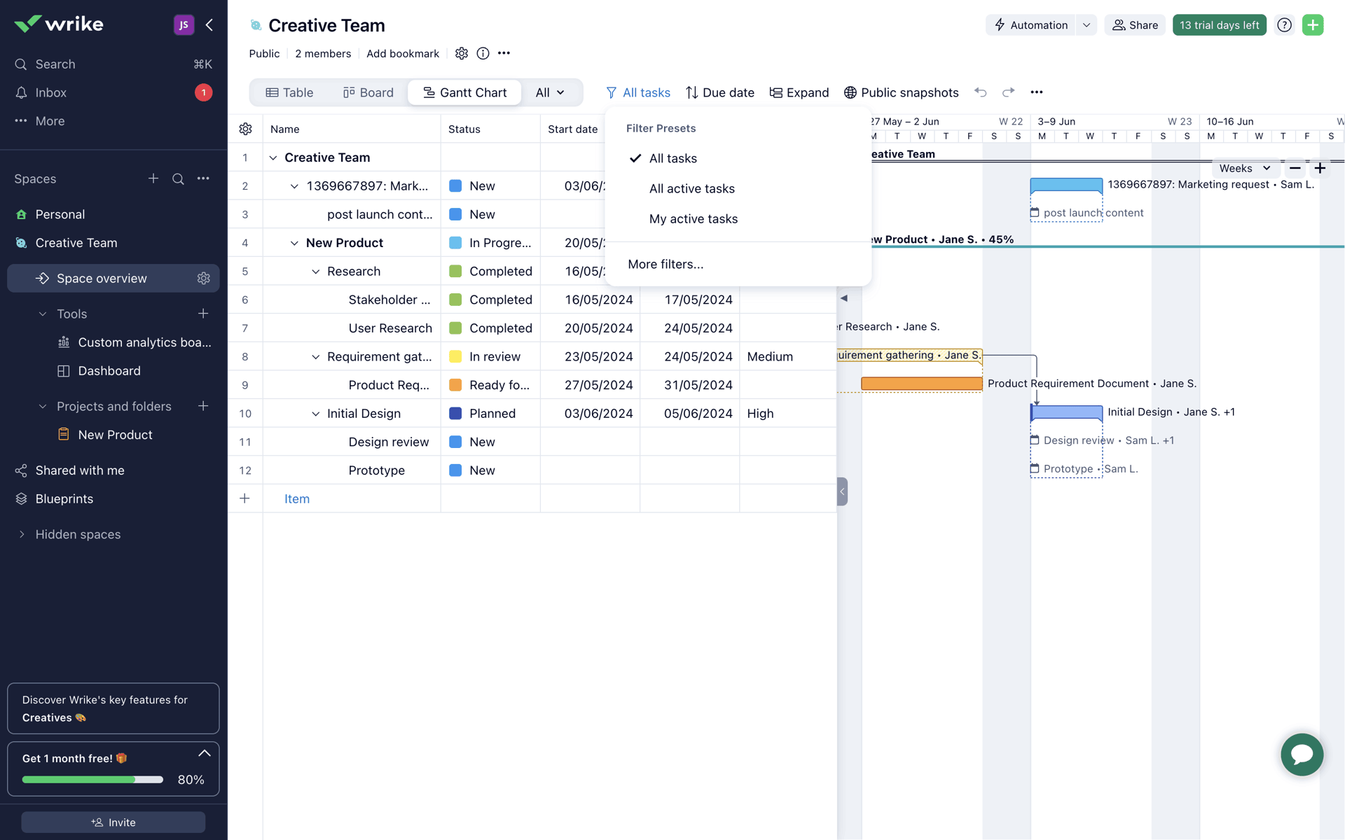 Wrike Web Productivity interface screenshot 8
