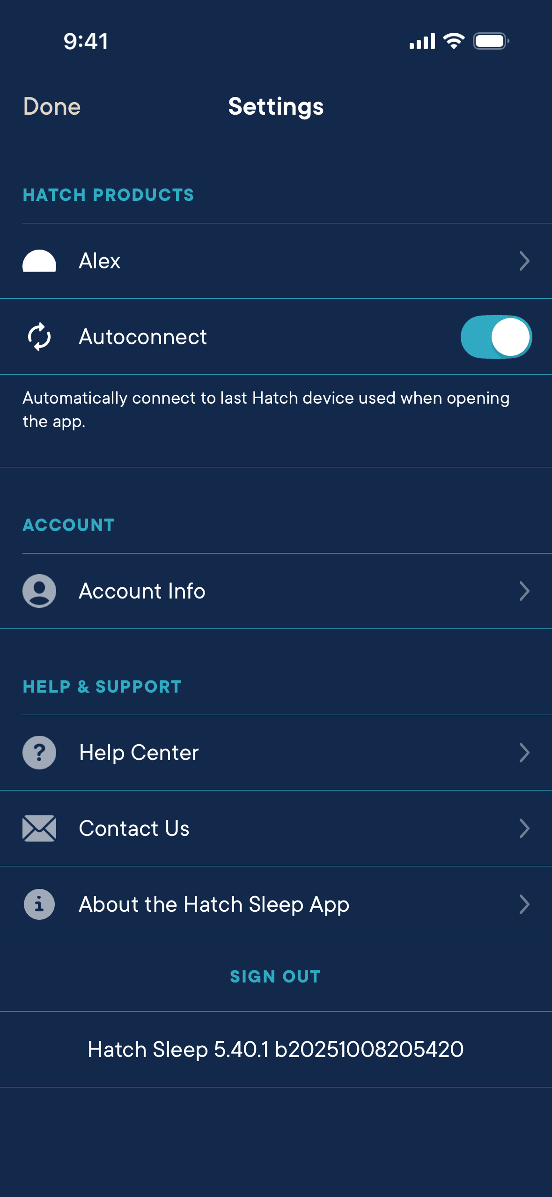 Hatch Sleep iOS Health & Fitness interface screenshot 3