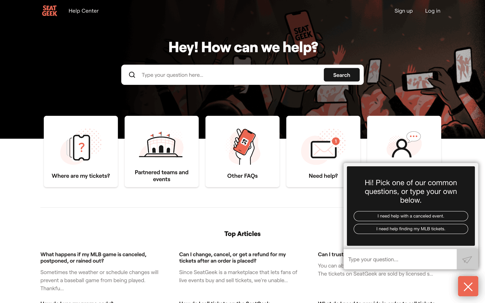 SeatGeek Web Entertainment interface screenshot 17