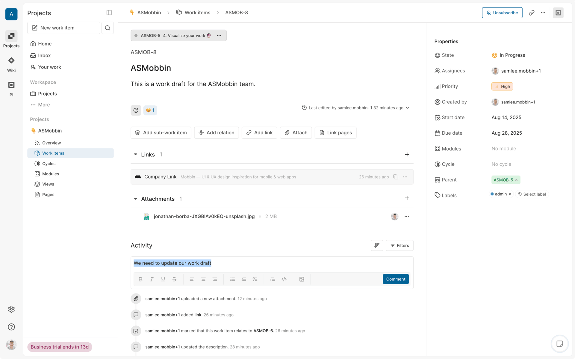 Plane Web Business interface screenshot 20