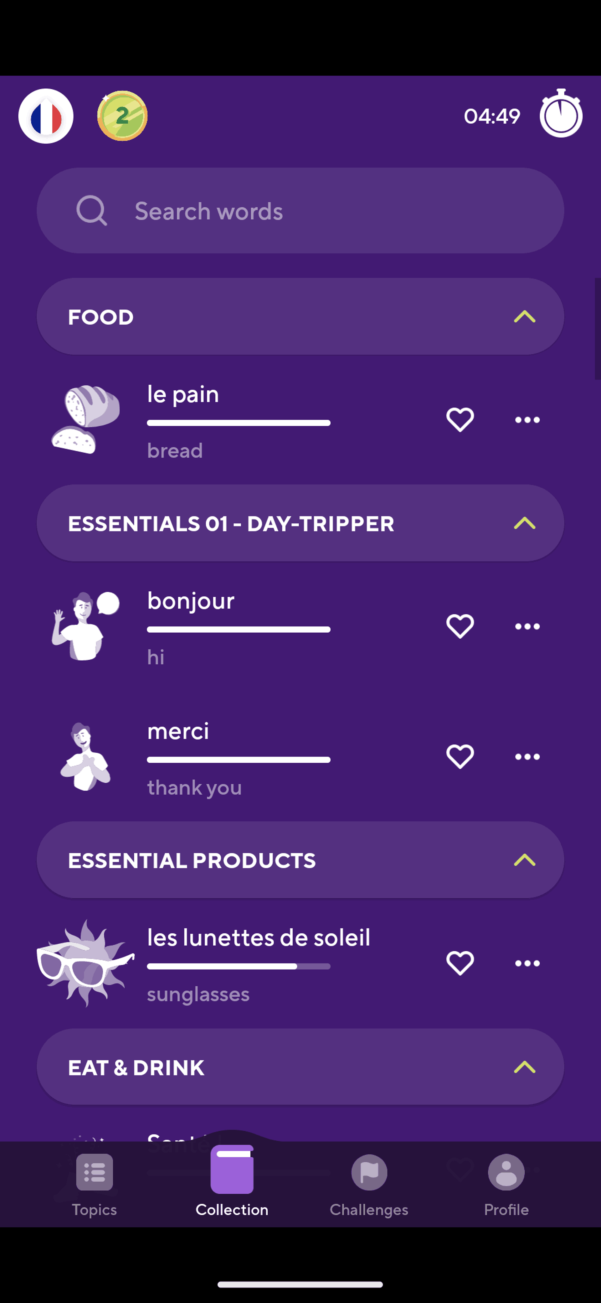 Drops Android Education interface screenshot 2