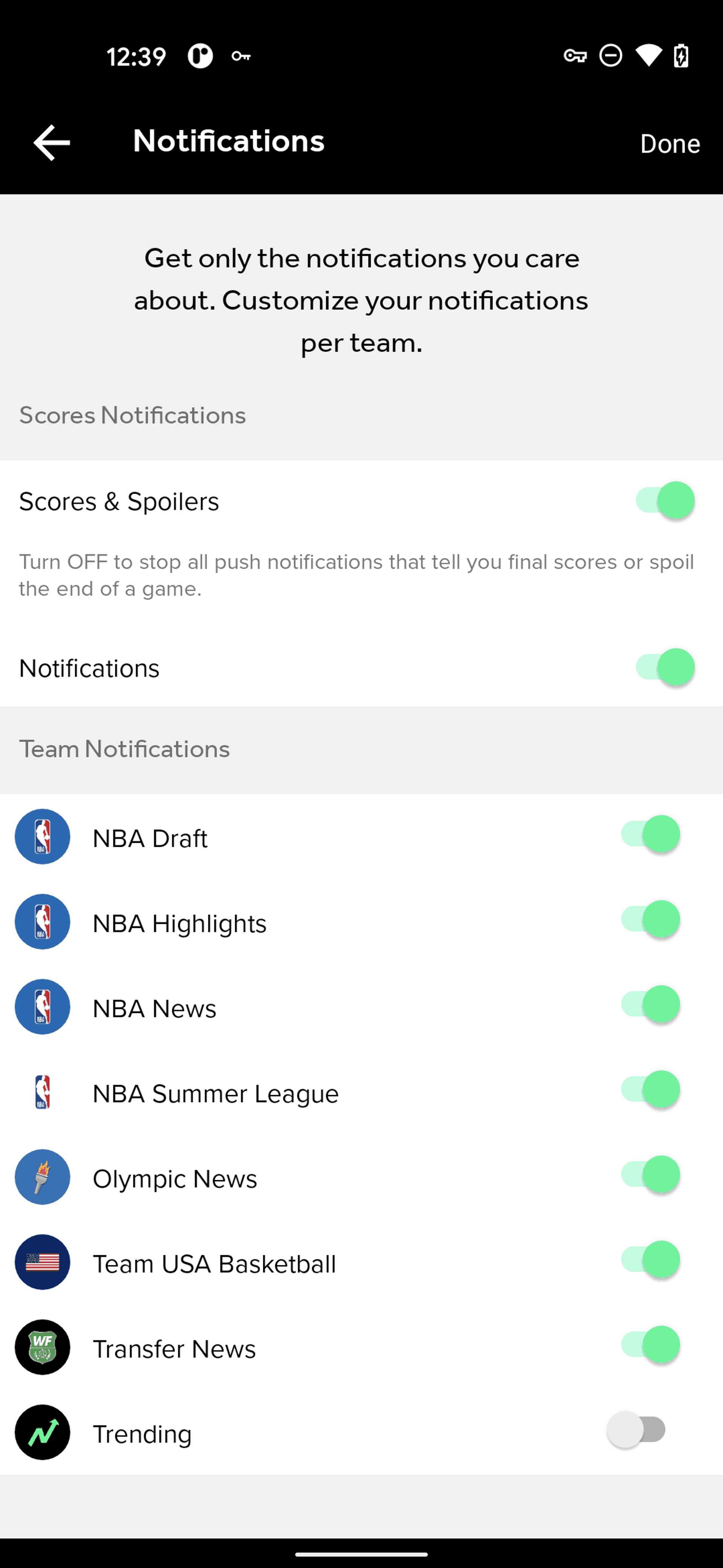 Bleacher Report Android Sports interface screenshot 8